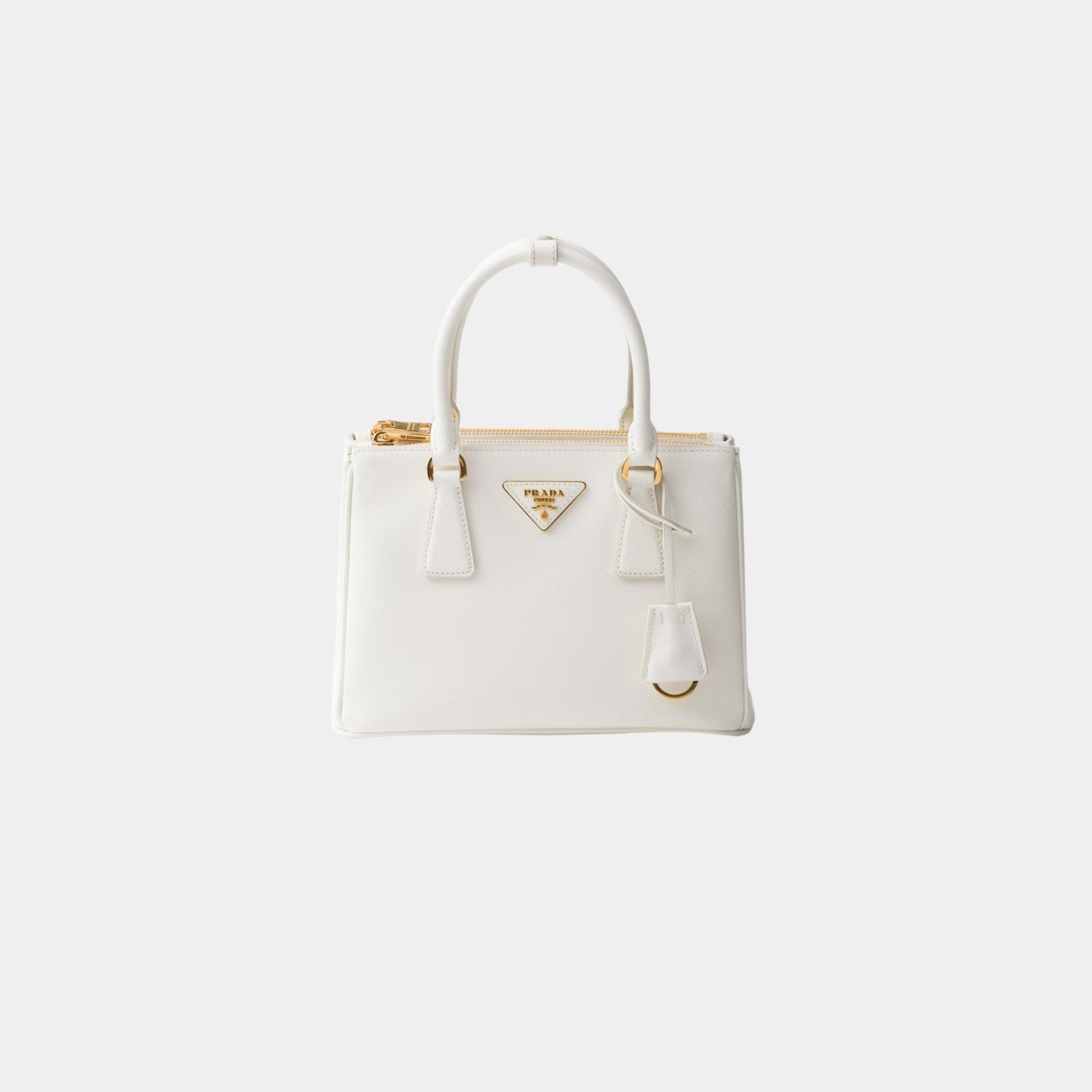 Prada Small Galleria Saffiano Leather Bag, White, Front