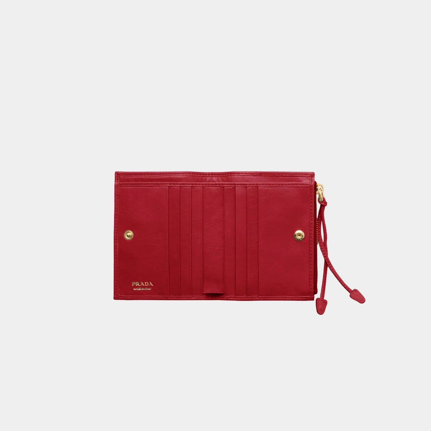 Prada Small leather Wallet, Red , Front 