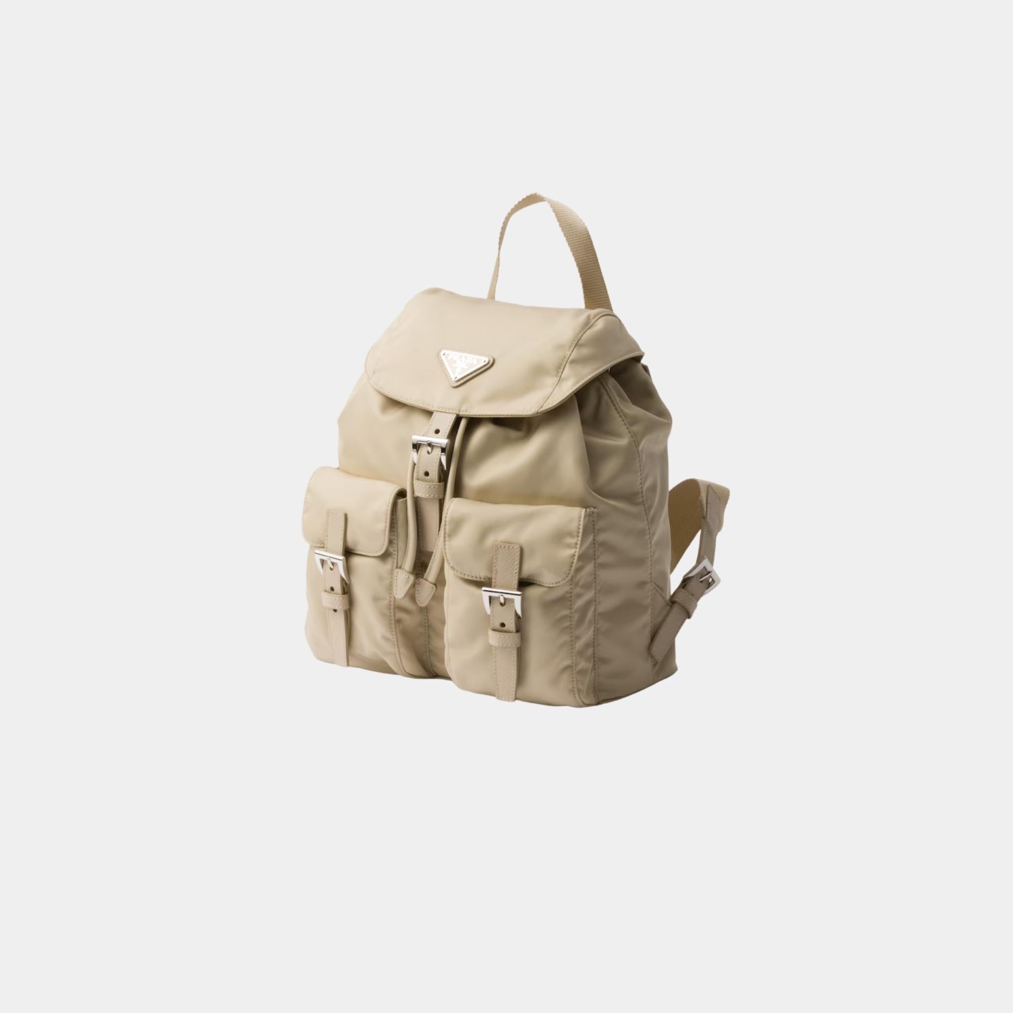 Prada Small Re-Nylon Backpack, Desert Beige, Side