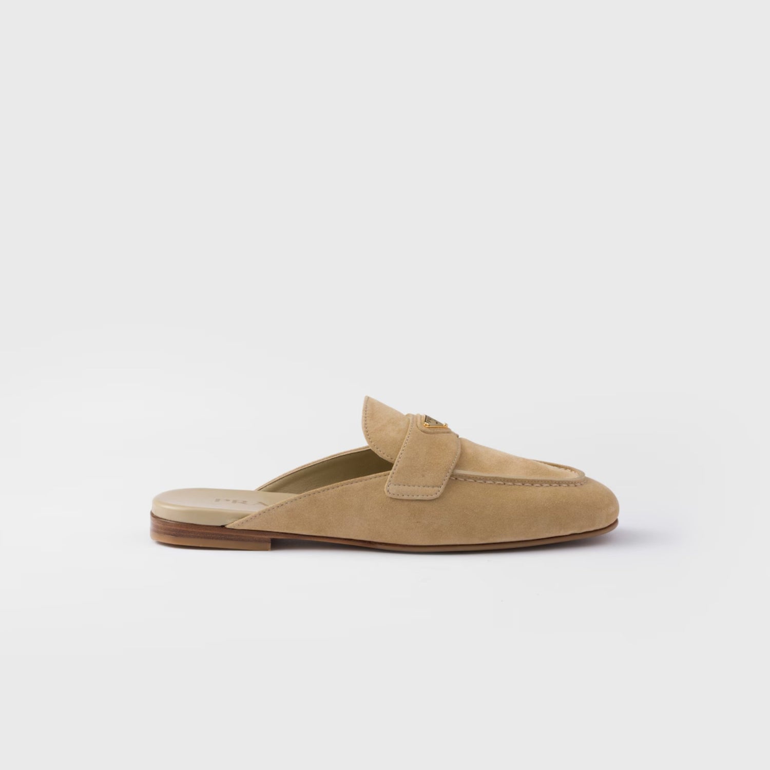 Prada Suede Slippers, Ecru, Side