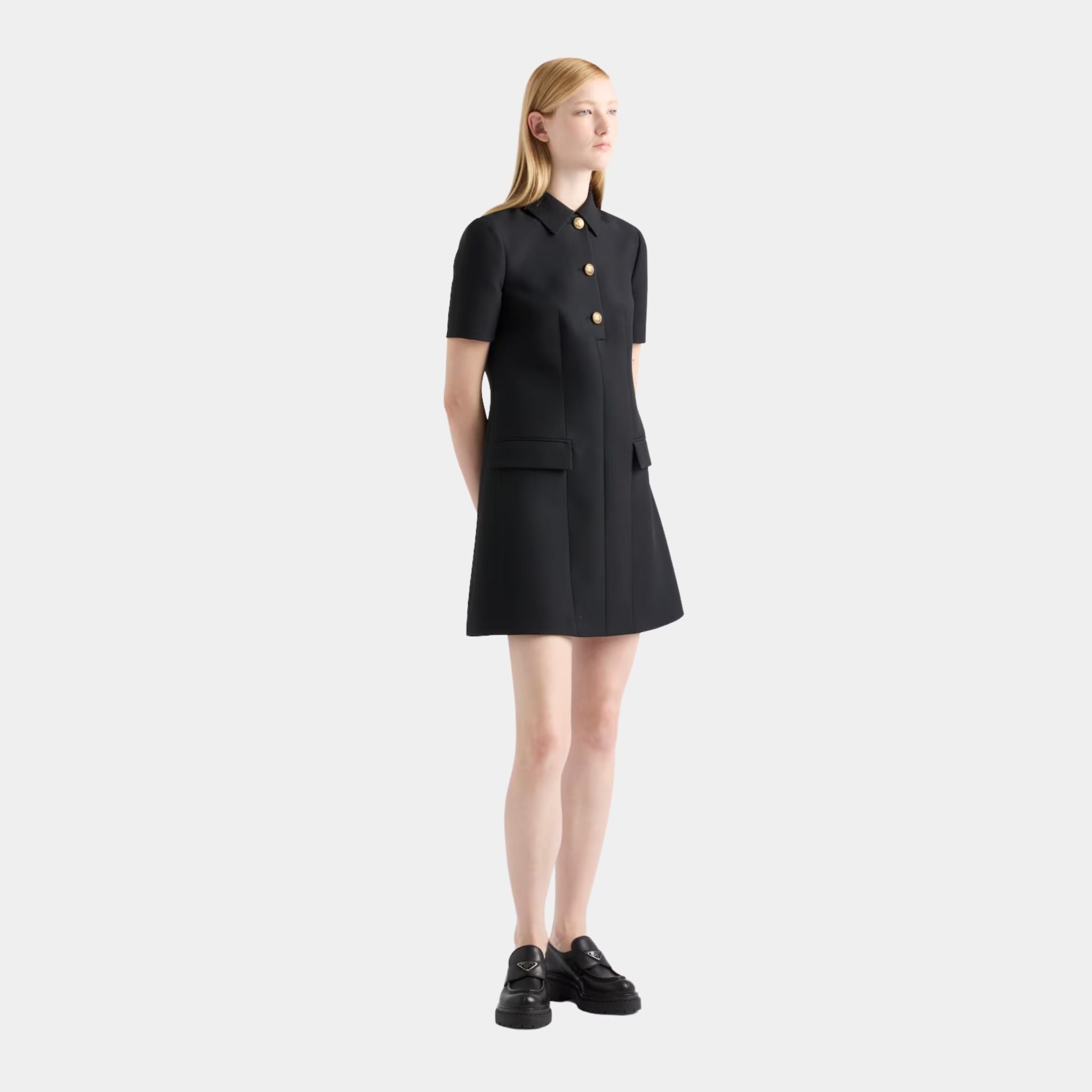 Prada Tricotine Black Mini-Dress, Model, Front