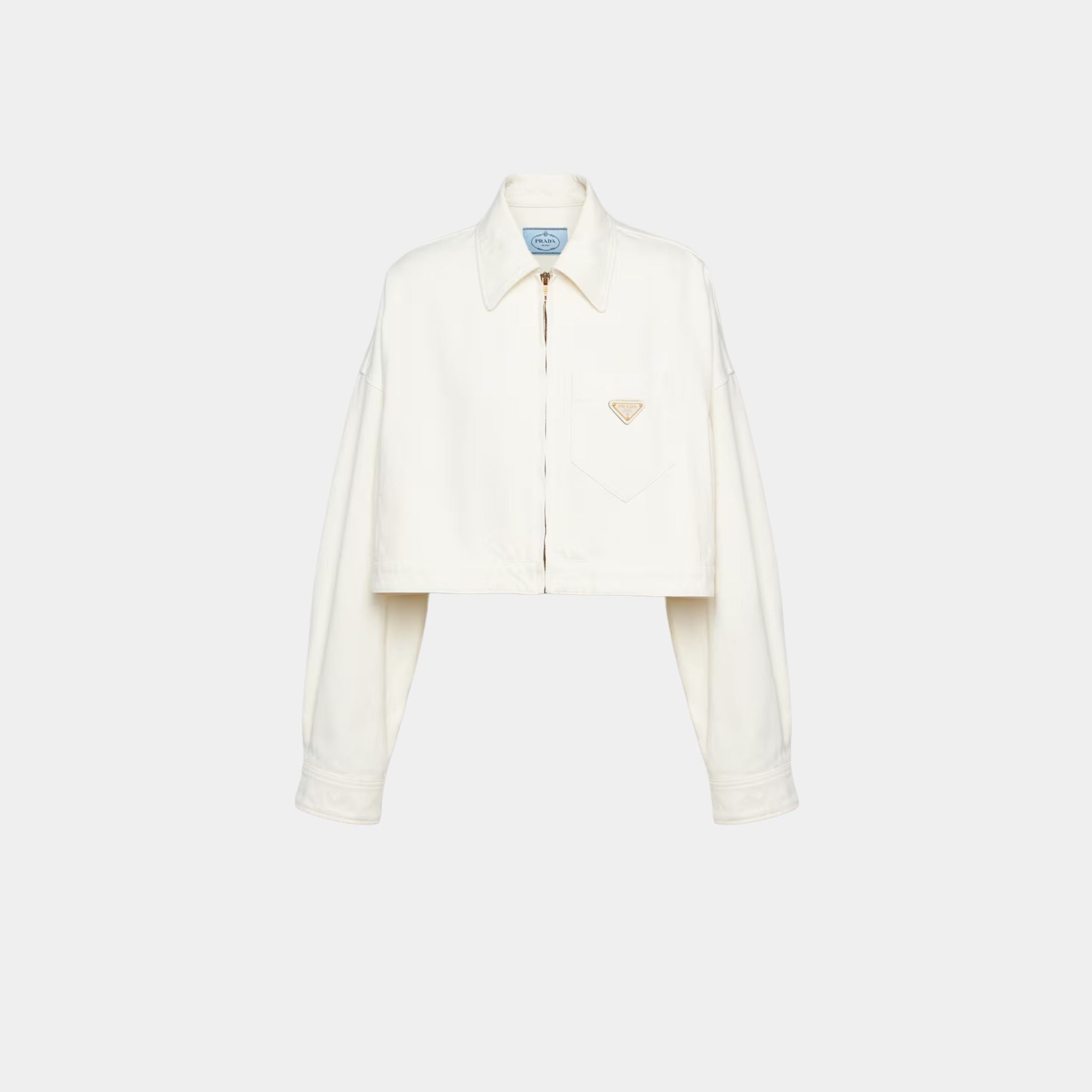 Prada White Denim Blouson Jacket, Front