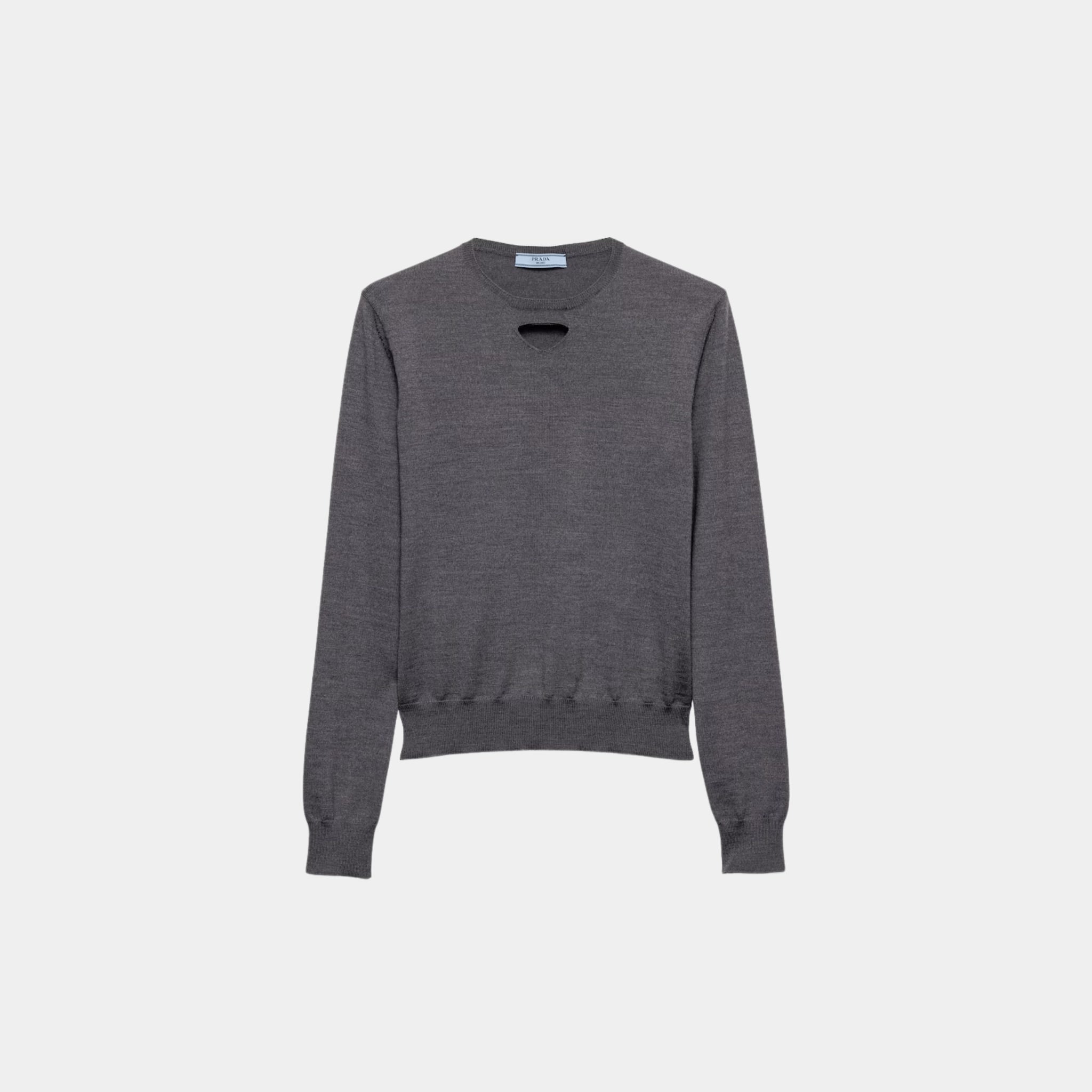 Prada Wool Crew Neck Plain Knit Sweater, Front