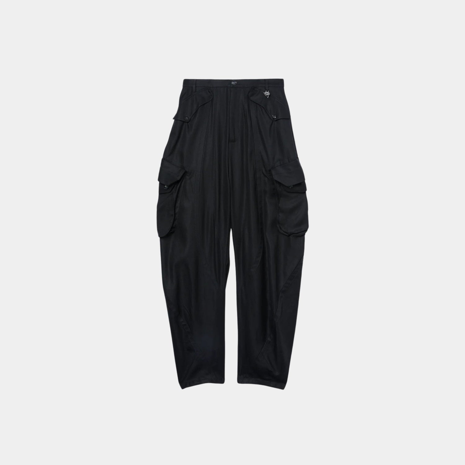 Pucci Cargo Cotton Balloon Fit Pants, Black, Front
