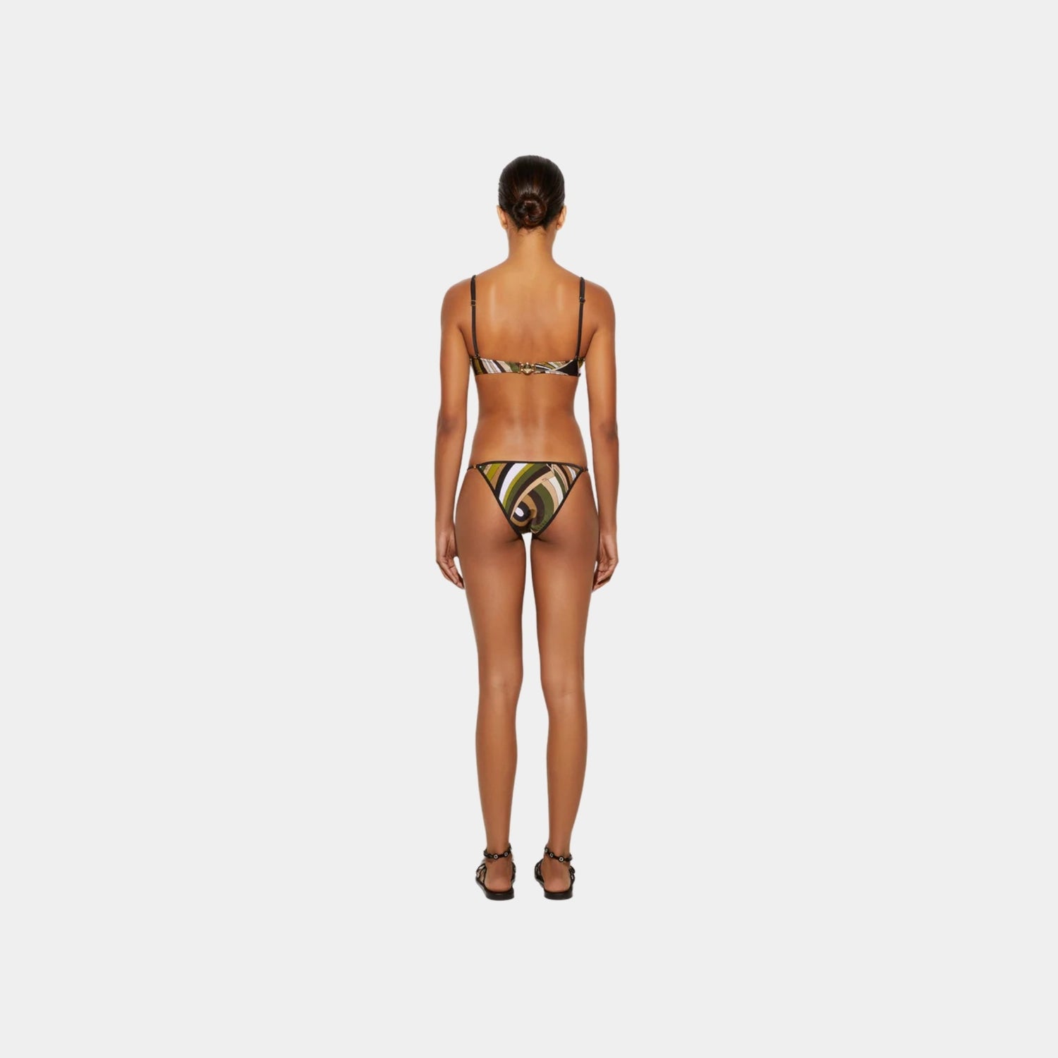 Pucci Iride Print Balconette Bikini Bra, Khaki, Back