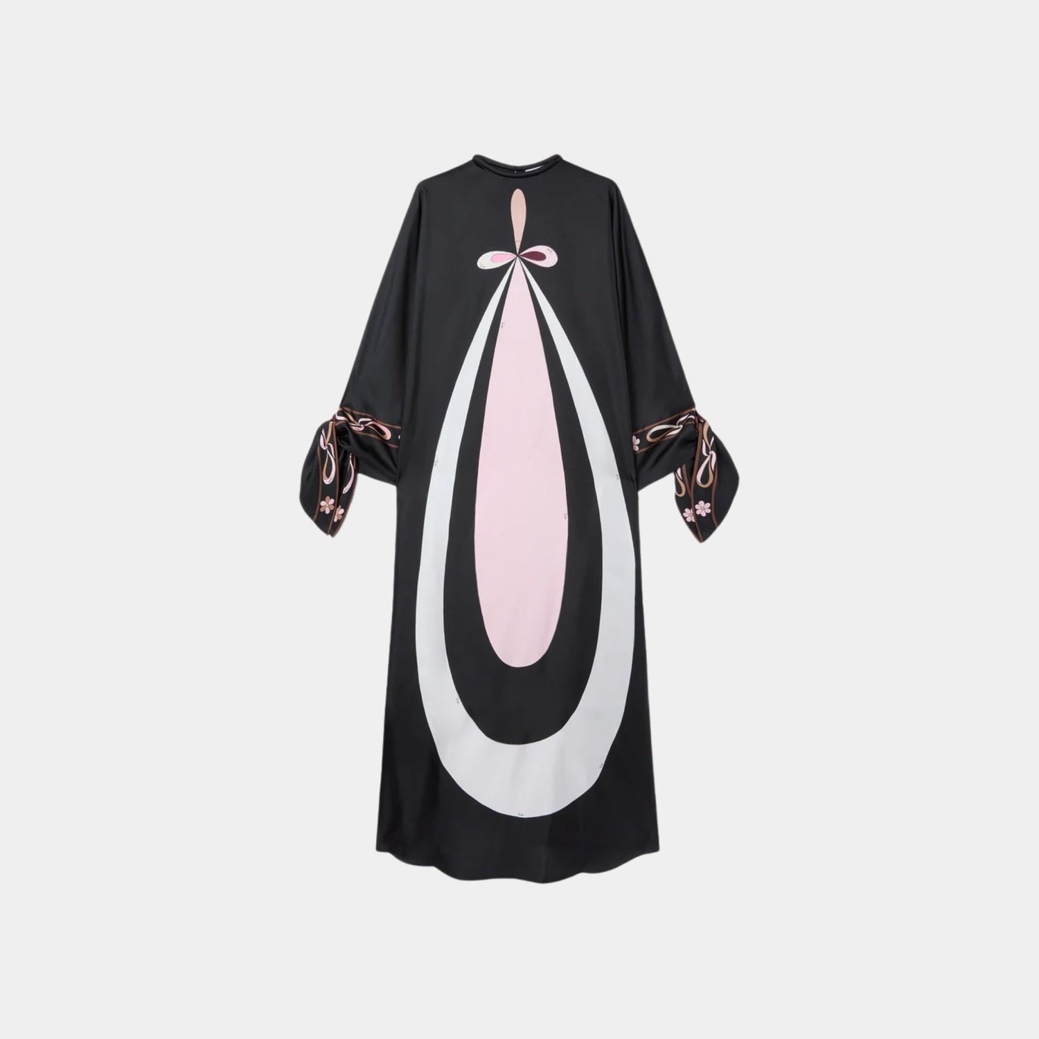 Pucci Maddalena Print Long Caftan, Black, Pink, Front