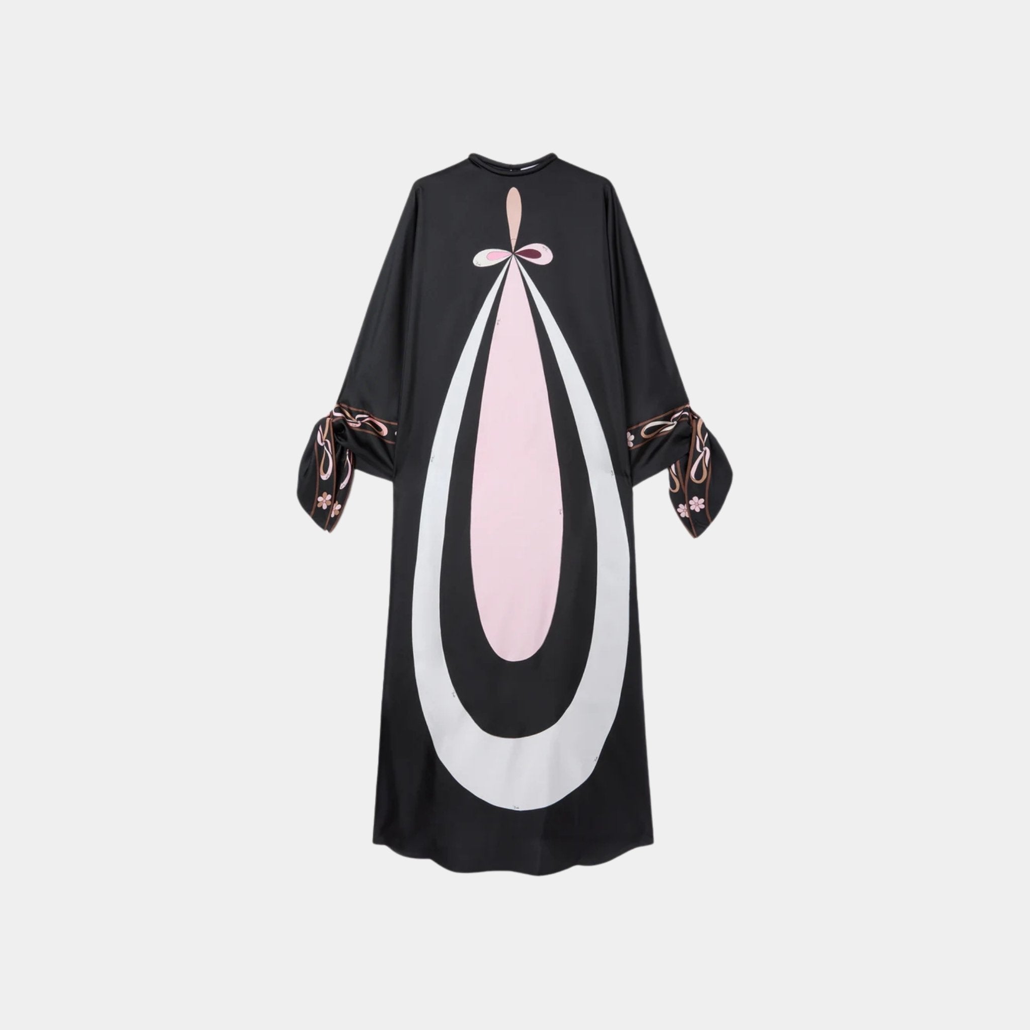 Pucci Maddalena Print Long Caftan, Black, Pink, Front