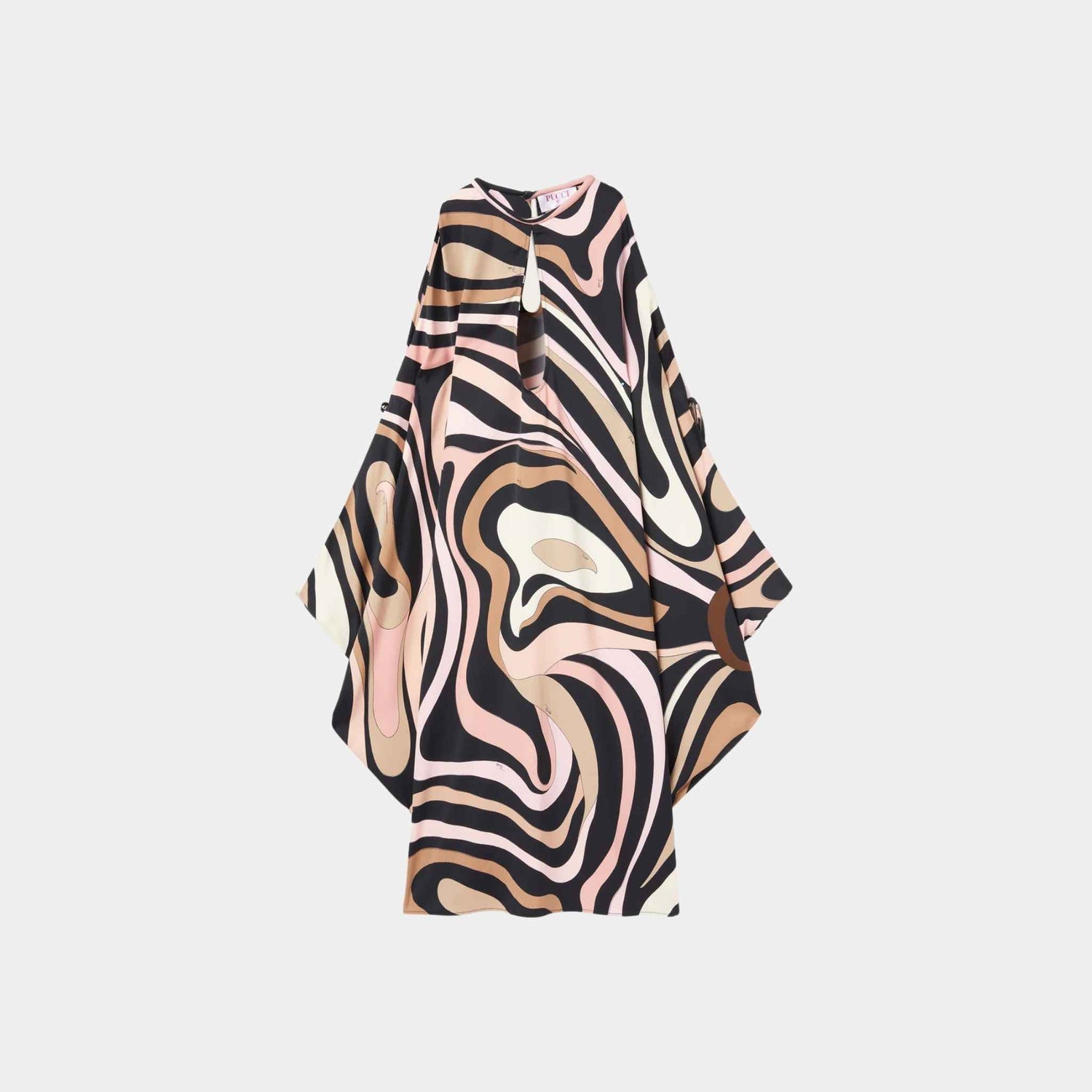 Pucci Marmo Print Kaftan Mini Dress, Black, Nude, Front