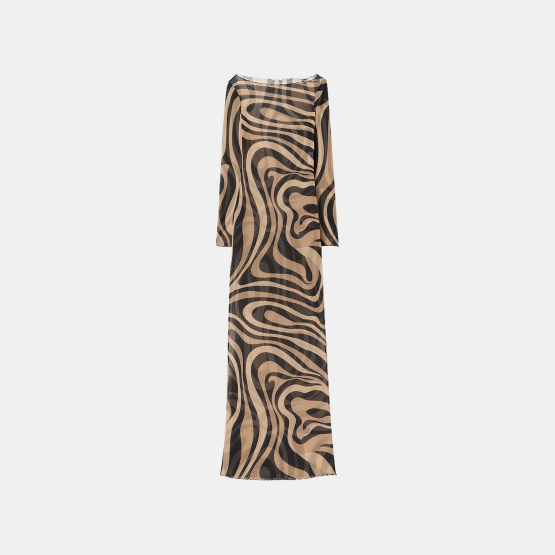 Pucci Marmo Print Tulle Dress, Black, Beige, Front
