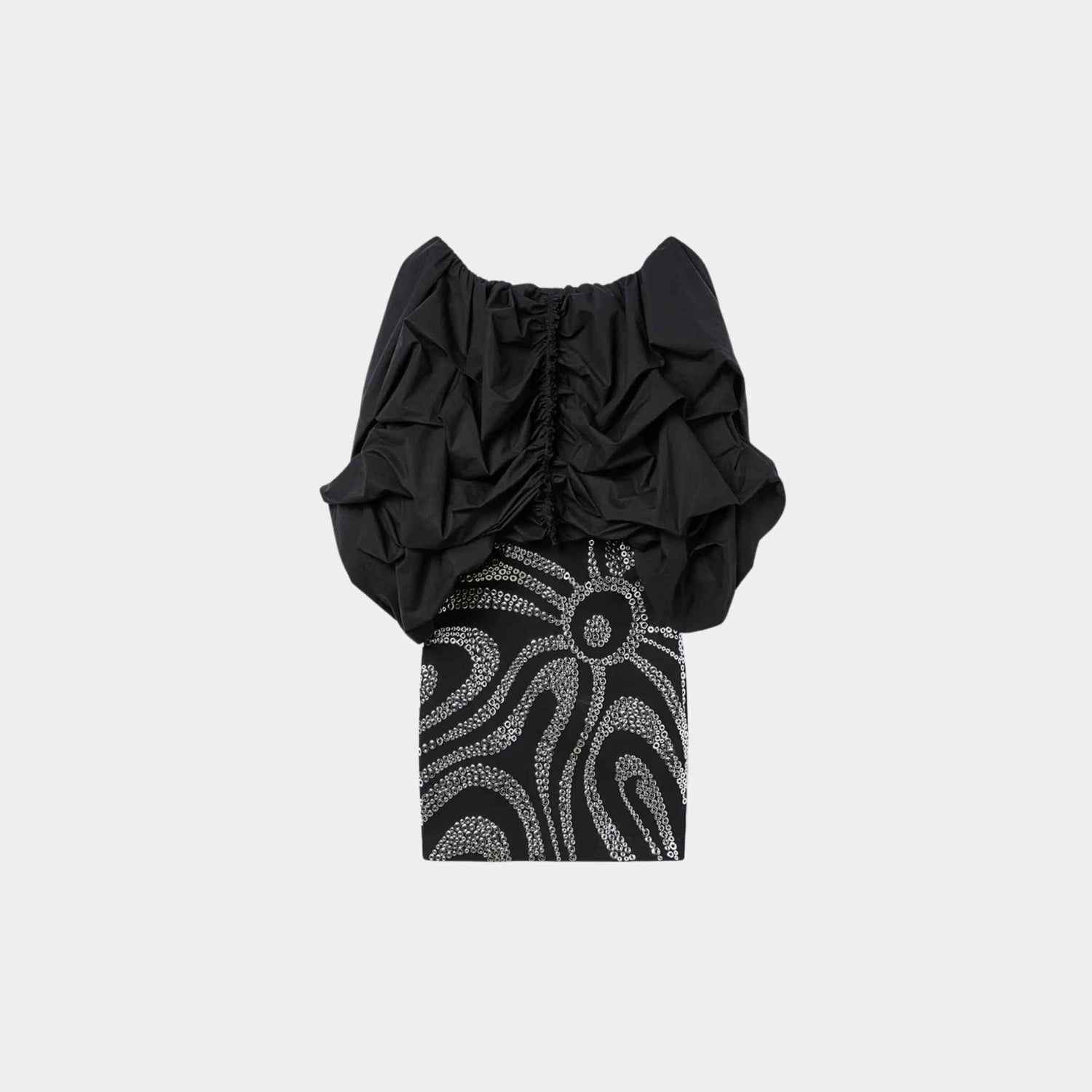 Pucci Mini Dress With Embroidered Skirt, Black, Front