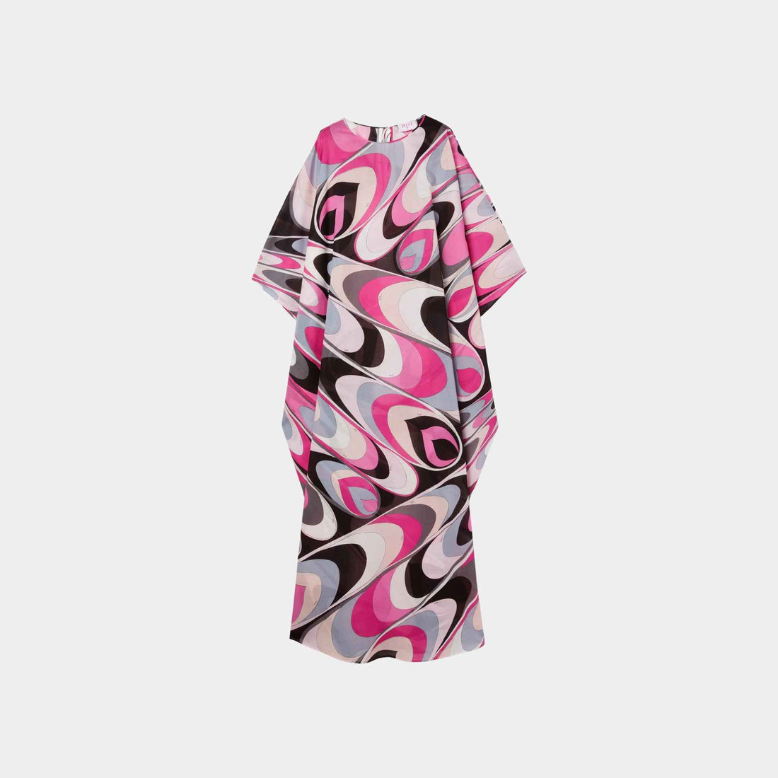 Pucci Onde Print Cotton Kaftan, Black, Fuchsia, Front