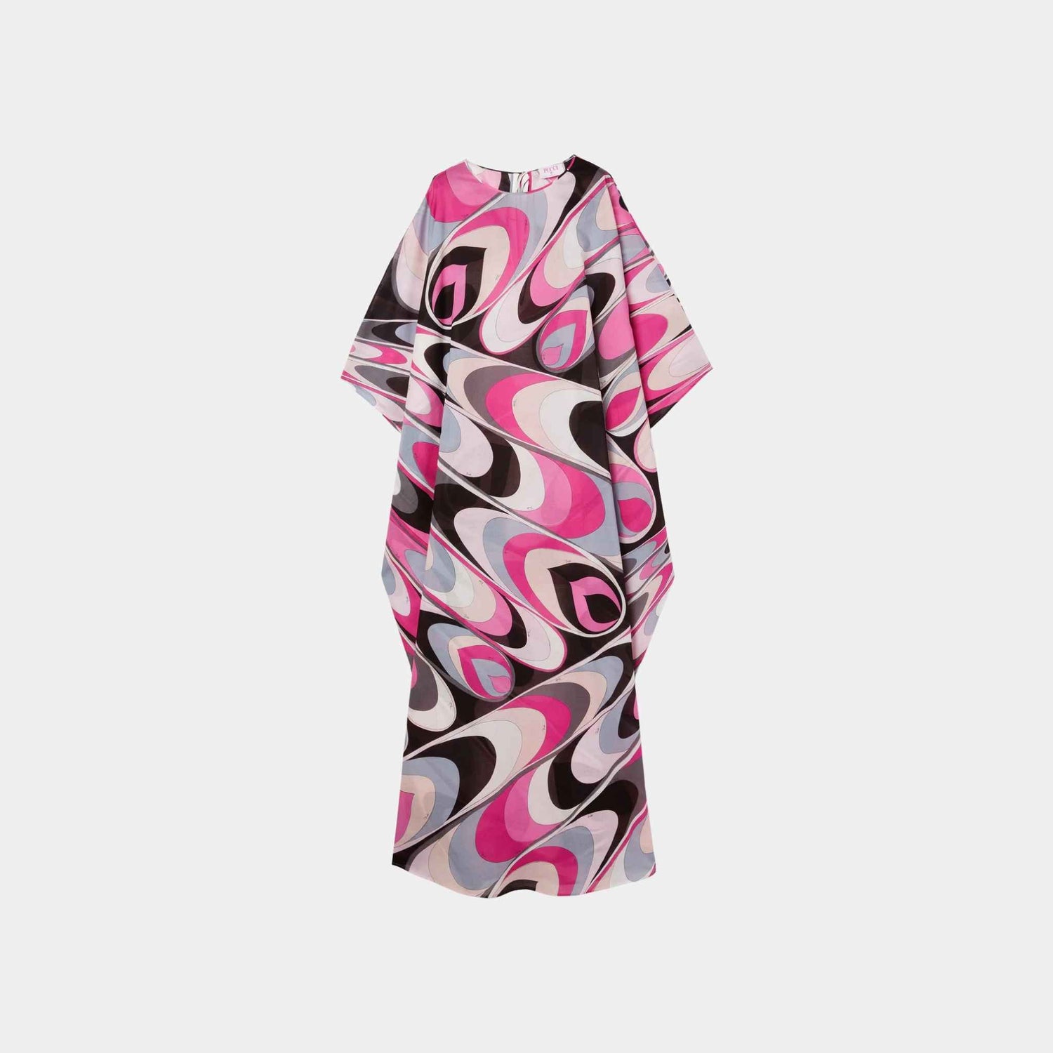 Pucci Onde Print Cotton Kaftan, Black, Fuchsia, Front