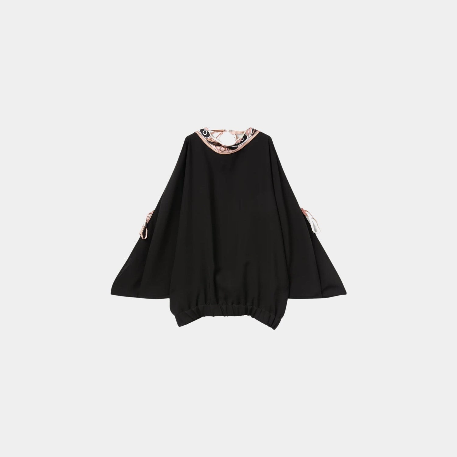 Pucci Open-Shoulder Blouse With Printed Details, Black, Front
