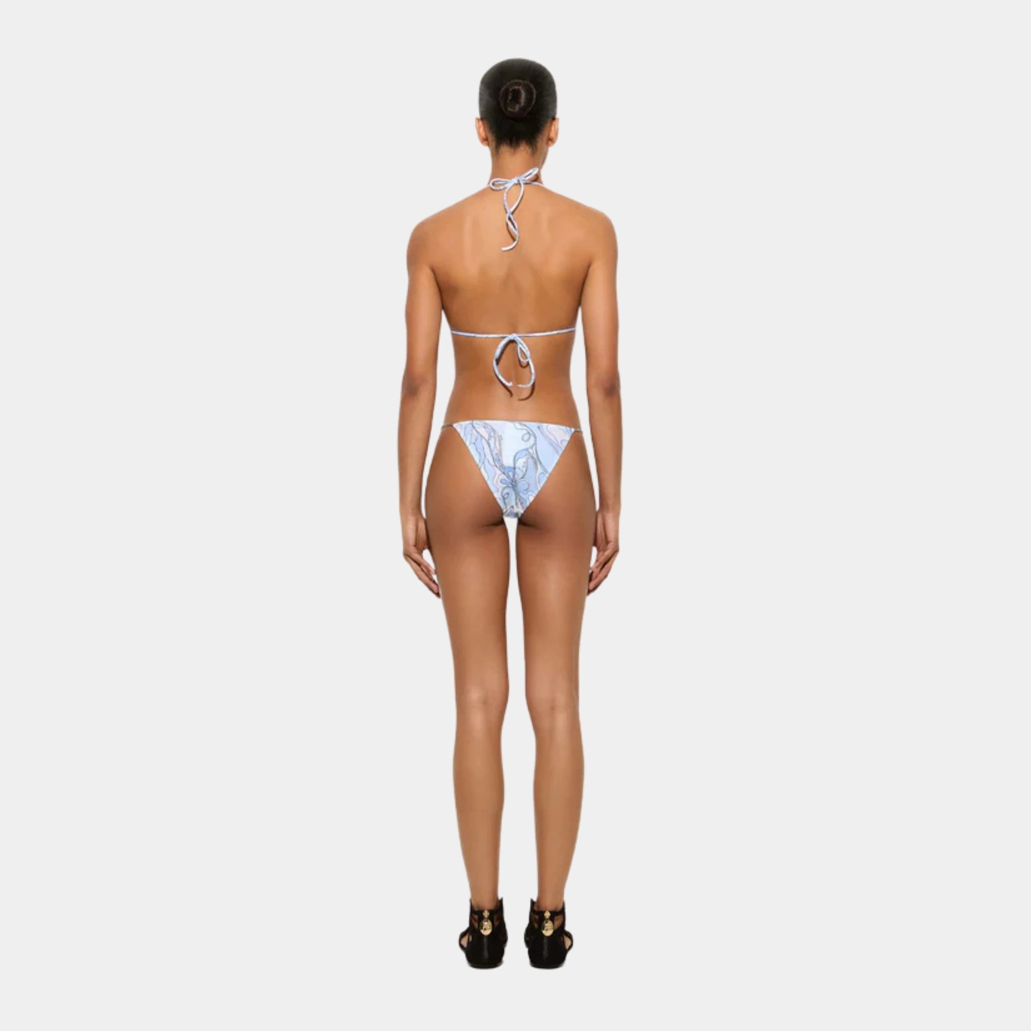 Pucci Orchidee Print Bikini Bottom, Pale Blue, Model, Back