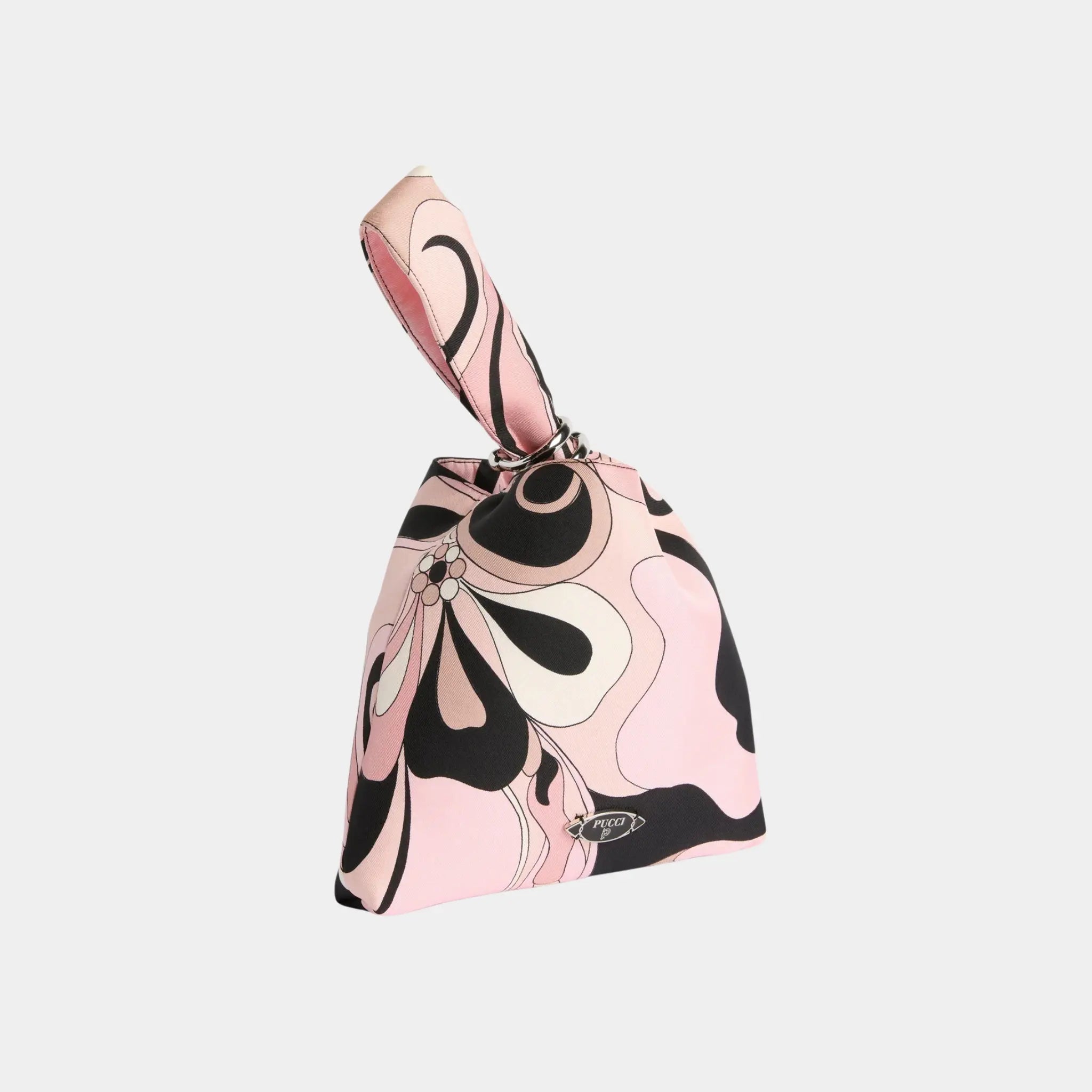 Pucci Orchidee Print Emilio Silk Bag, Nude, Side