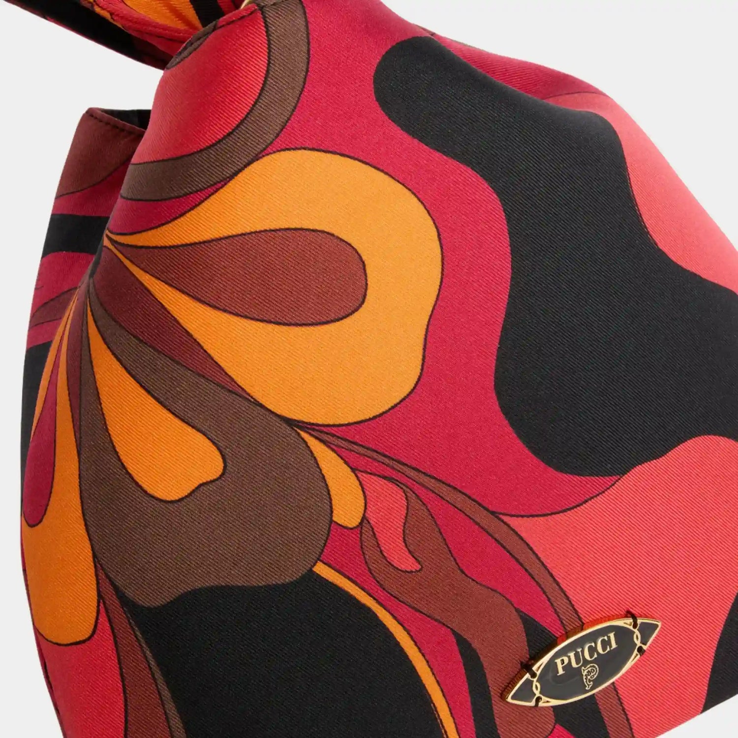 Pucci Orchidee Print Emilio Silk Bag, Orange, Close