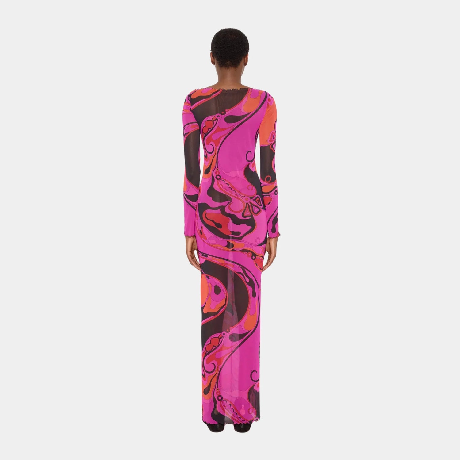 Pucci Orchidee Print Tulle Dress, Back