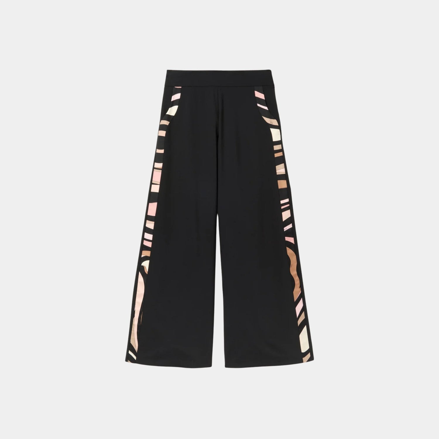 Pucci Palazzo Pants With Printed Details, Black, Front