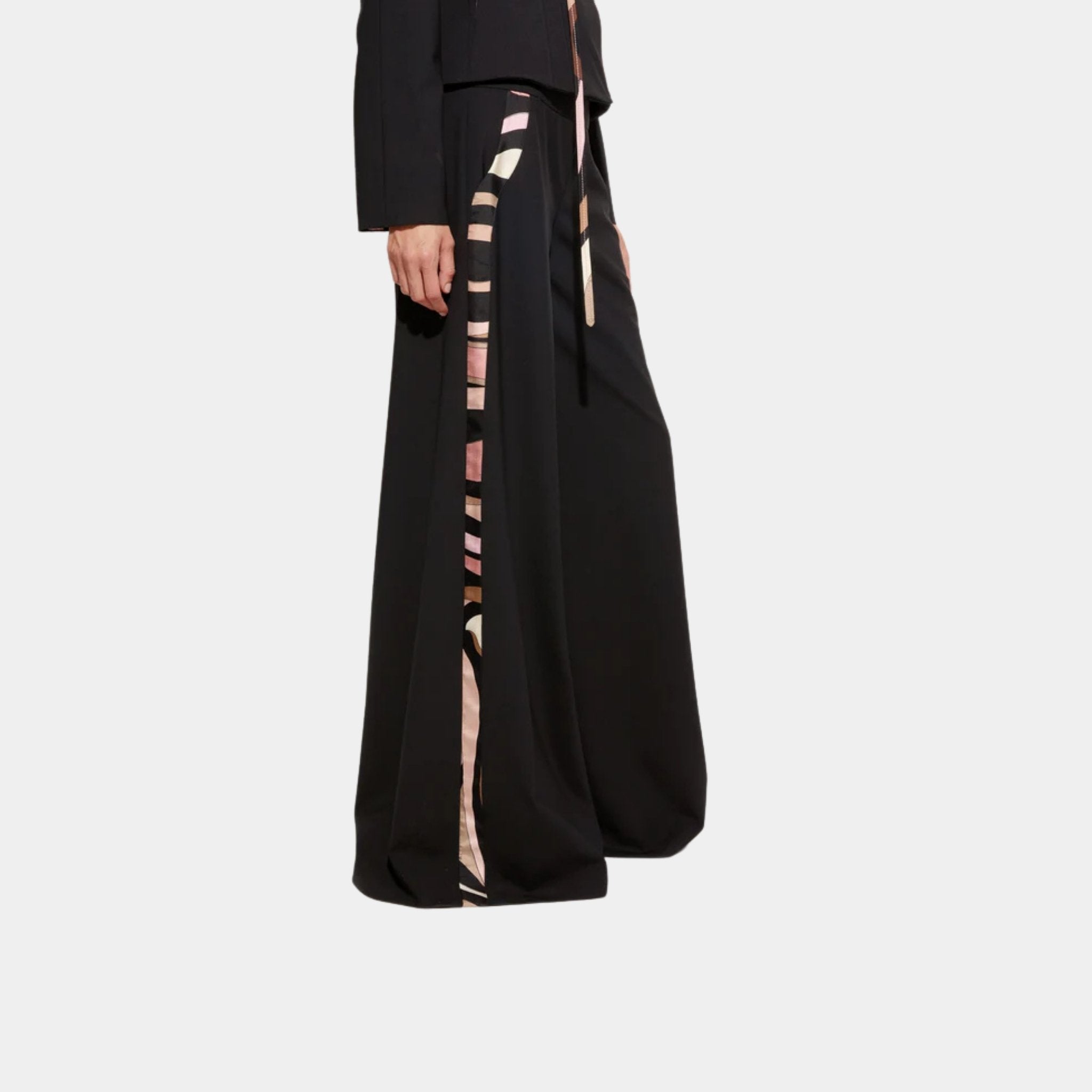 Pucci Palazzo Pants With Printed Details, Black, Side