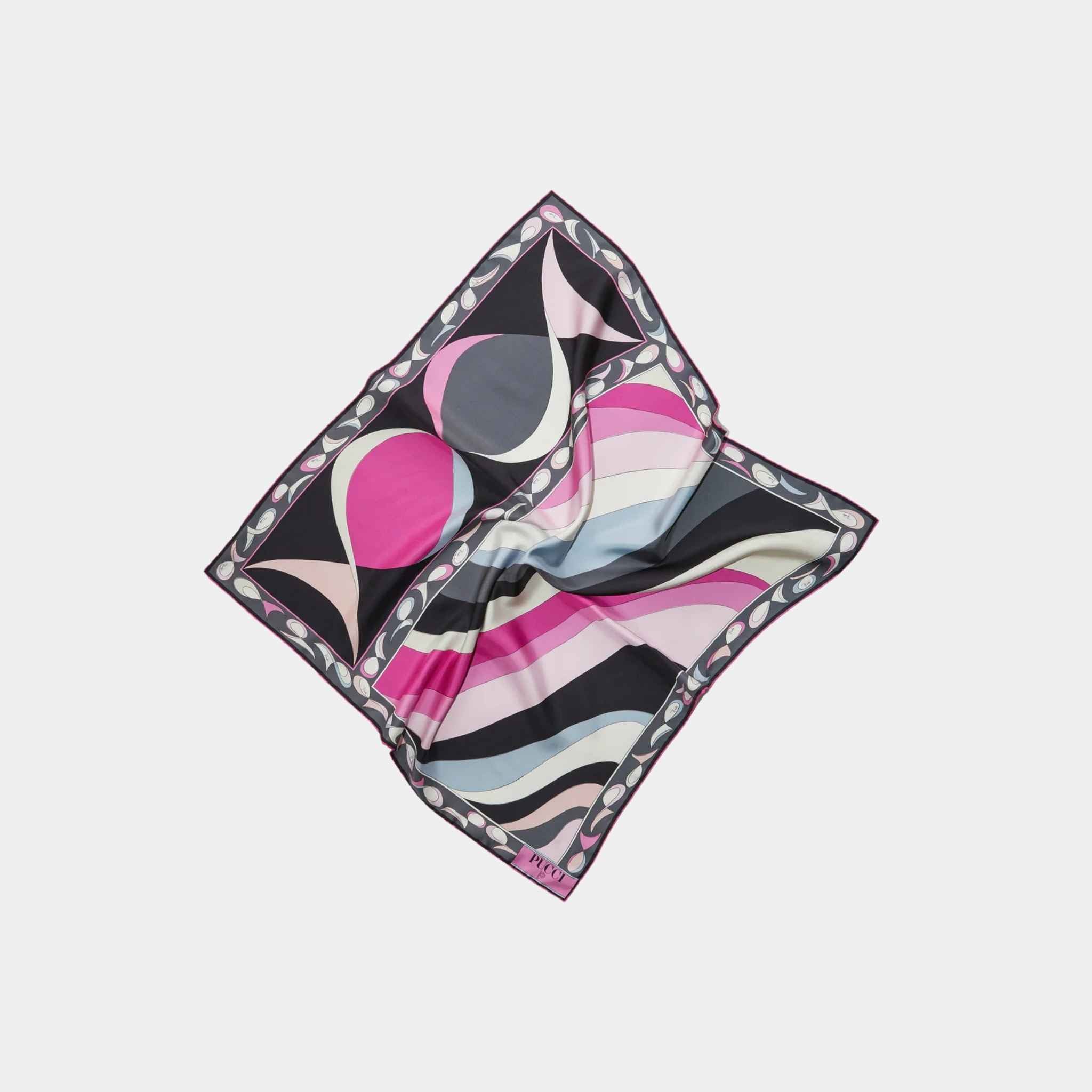Pucci Pesci Print Silk-Twill Carre, Fuchsia, Front