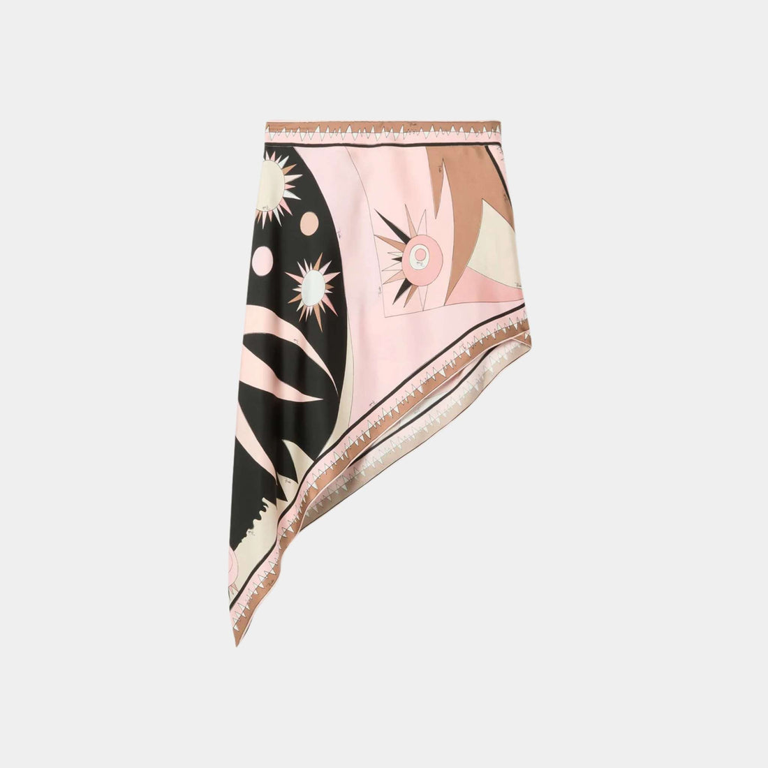 Pucci Stella Print Asymmetrical Mini Skirt In Silk, Nude, Front