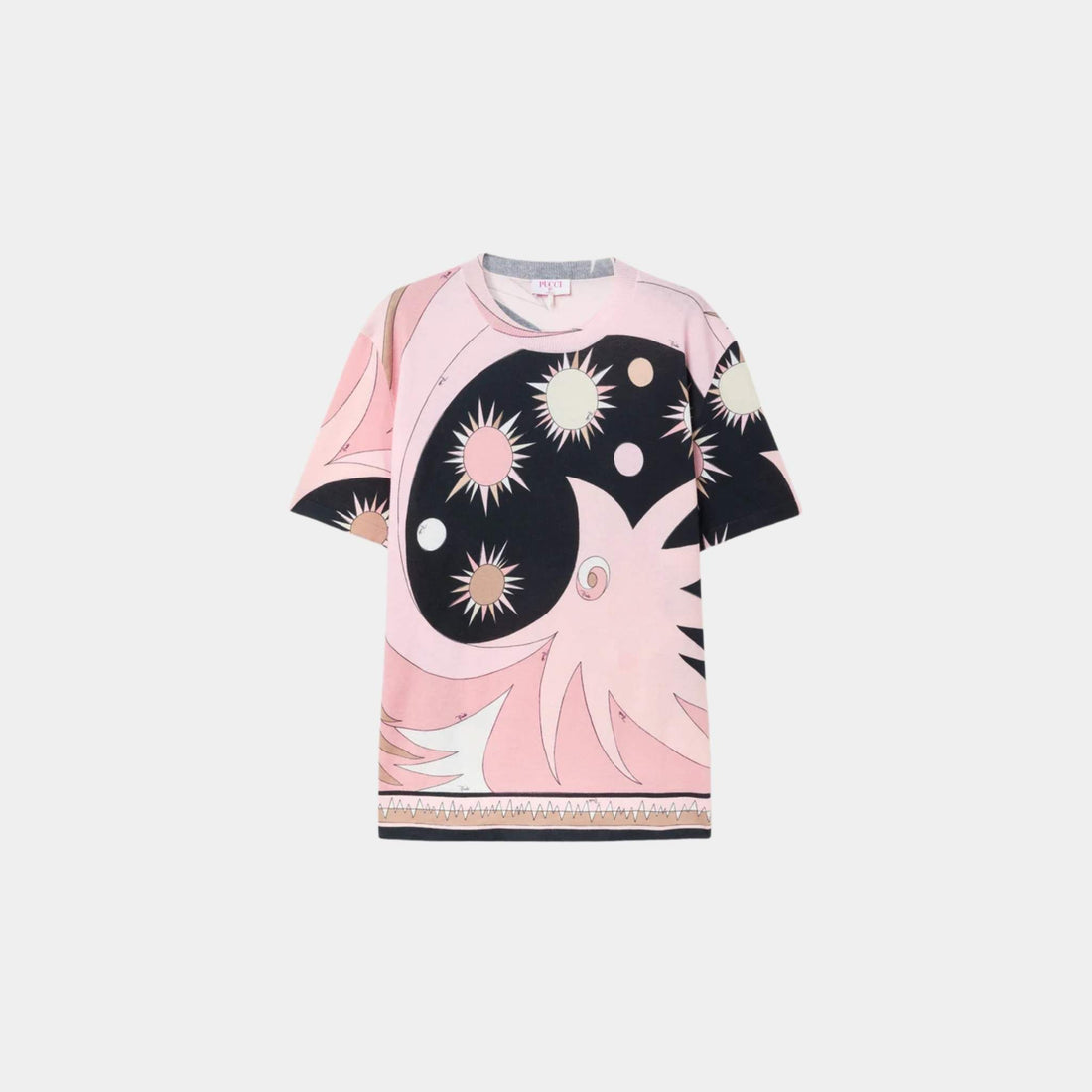 Pucci Stella Print Wool Oversized T-Shirt, Black, Nude, Front