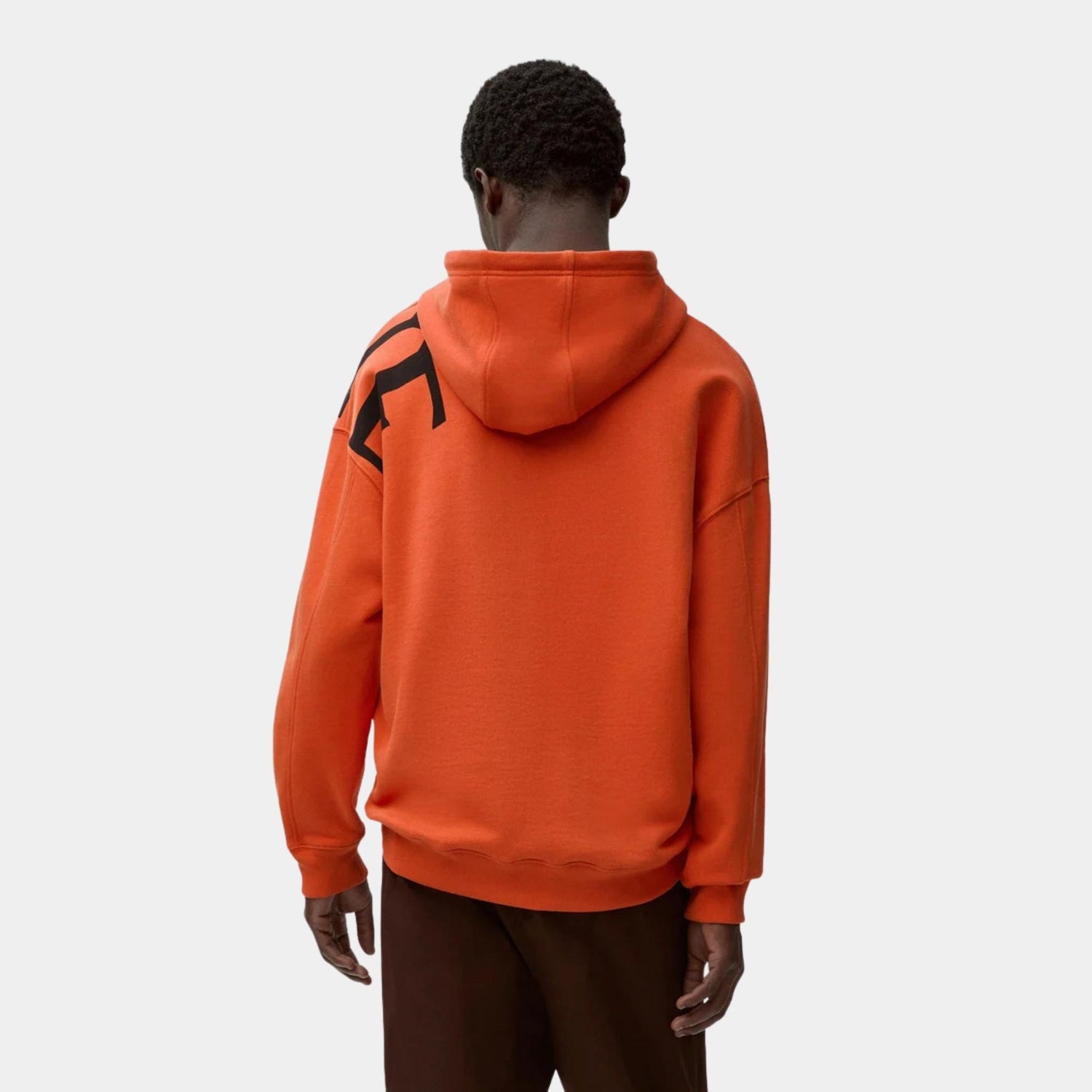 Loewe Relaxed Fit Hoodie in Cotton LOEWE print, Dark Orange, Back