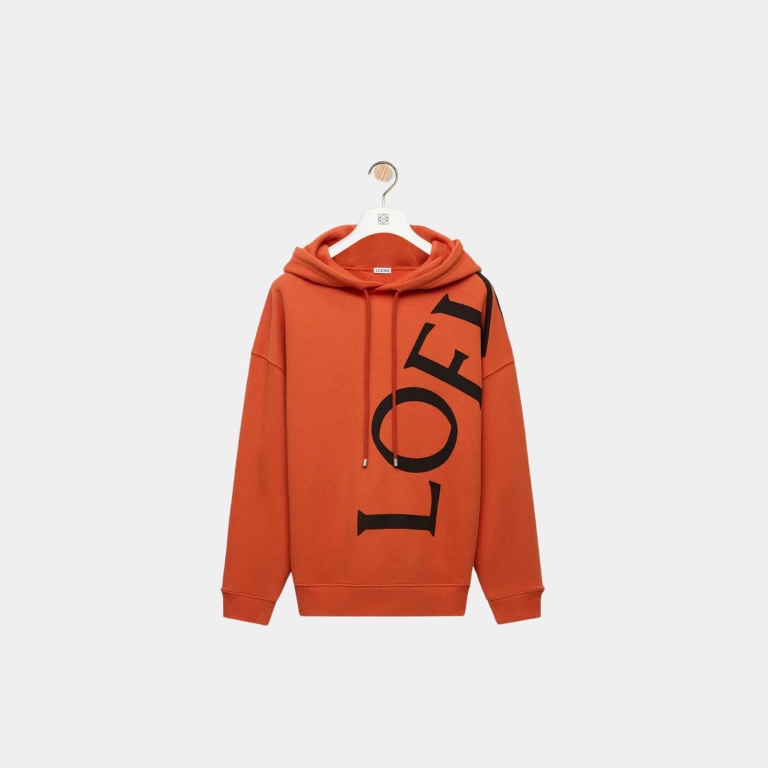 Loewe Relaxed Fit Hoodie in Cotton LOEWE print, Dark Orange, Front