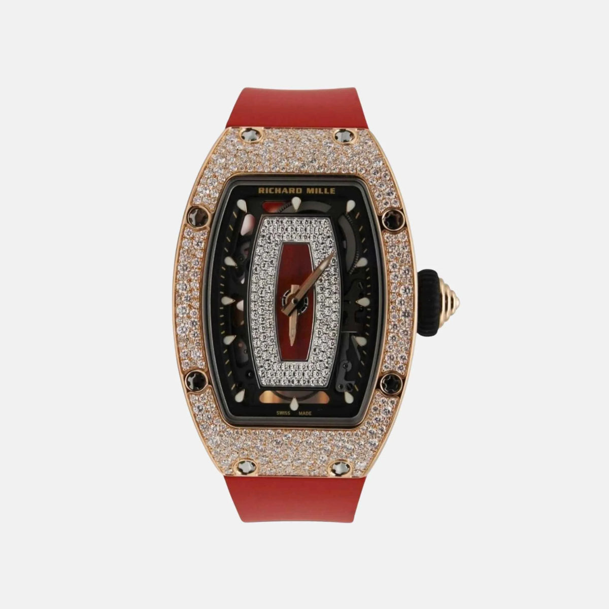 ساعة Richard Mille RM07-02 أوتوماتيك من الذهب الأحمر بقرص لؤلؤي مدخن مرصع بالماس