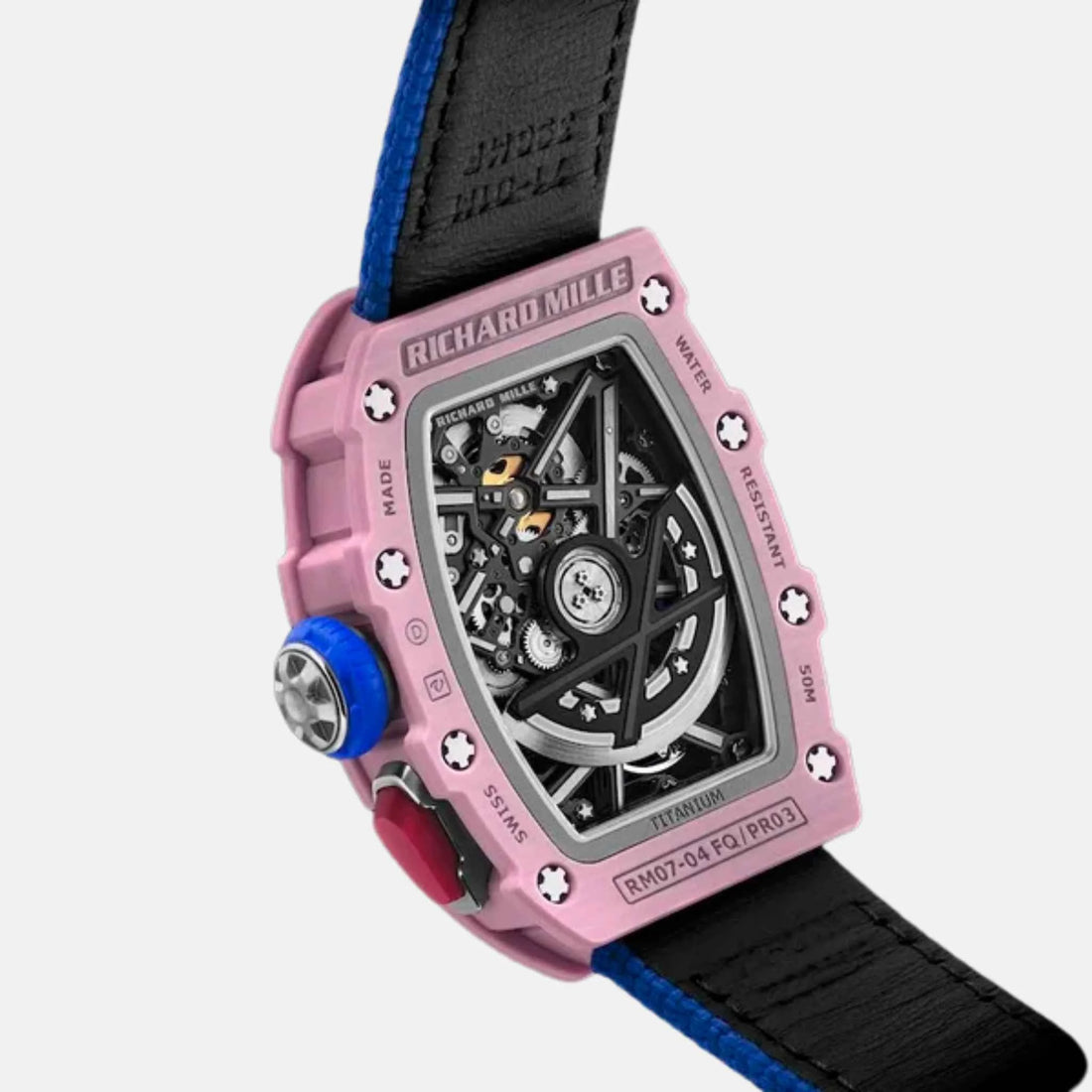 Richard Mille RM07-04 يوليّا ليفتشينكو بالأزرق والوردي، من الخلف