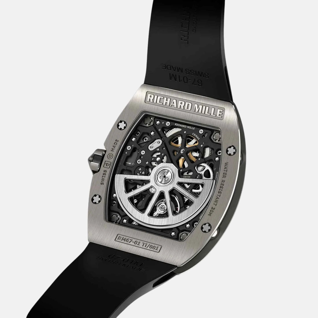 Richard Mille RM67-01 TI أوتوماتيكي فائق النحافة بميناء أسود، ظهر الساعة