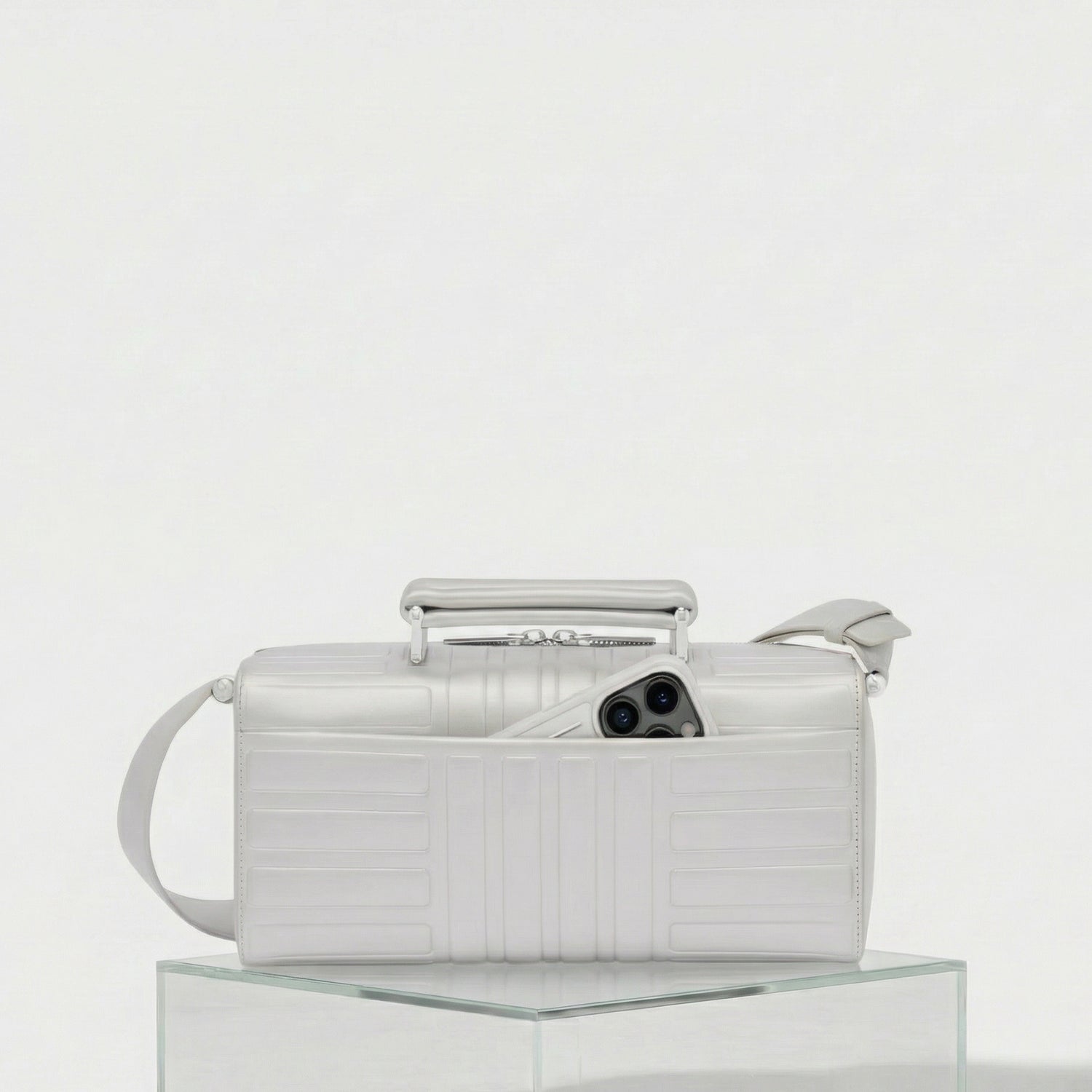 Rimowa Groove Leather Cross Body Bag Large, Silver, Back