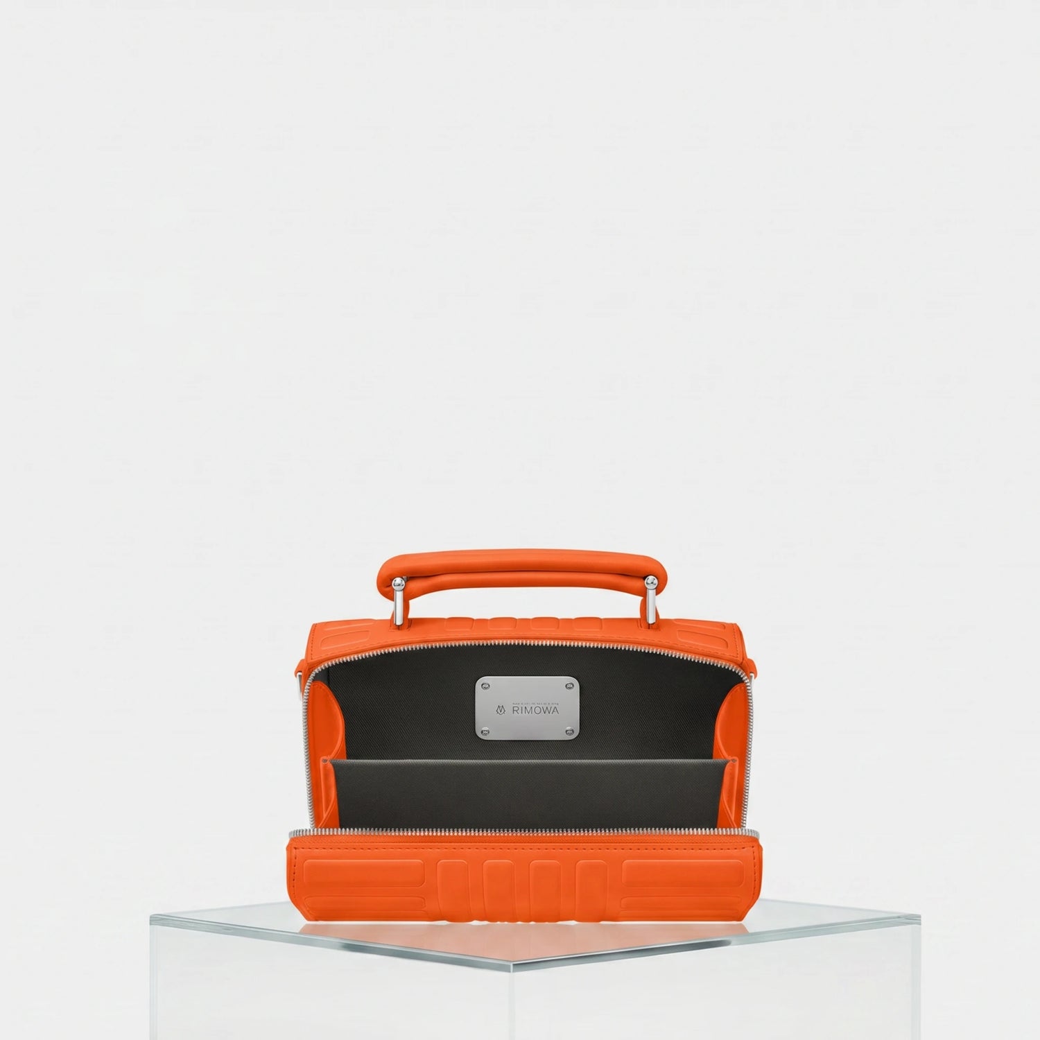 Rimowa Groove Leather Cross Body Bag Small, Orange, Inside