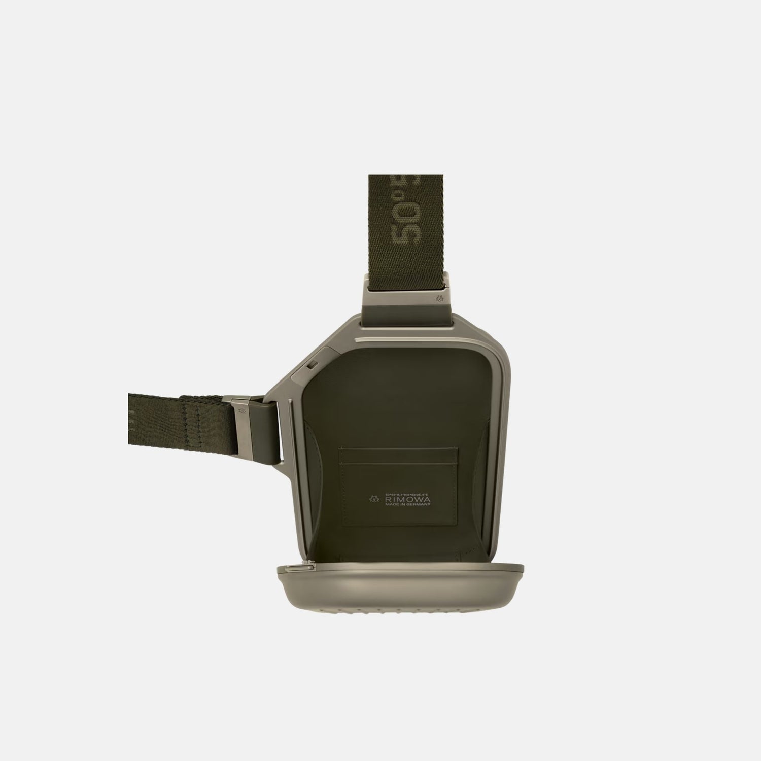 Rimowa Personal Aluminium Sling Clutch, Titanium, Inside