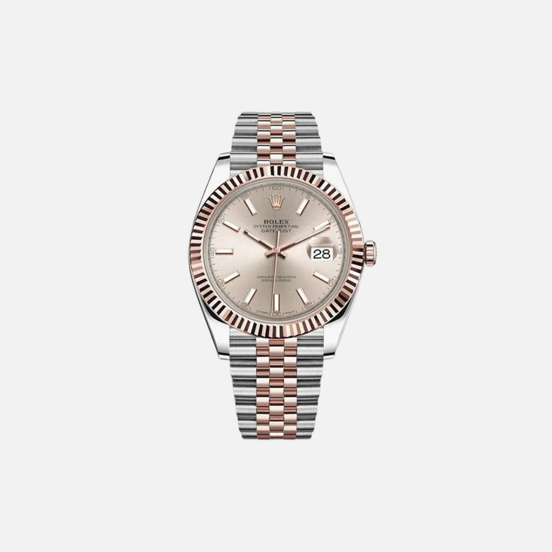 Rolex Datejust 126331 Sundust Dial Fluted Bezel Rose Gold Steel, Front