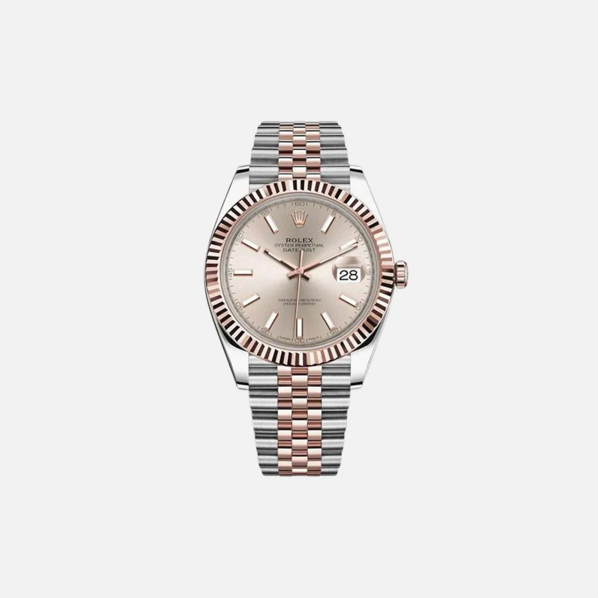 Rolex Datejust 126331 Sundust Dial Fluted Bezel Rose Gold Steel, Front