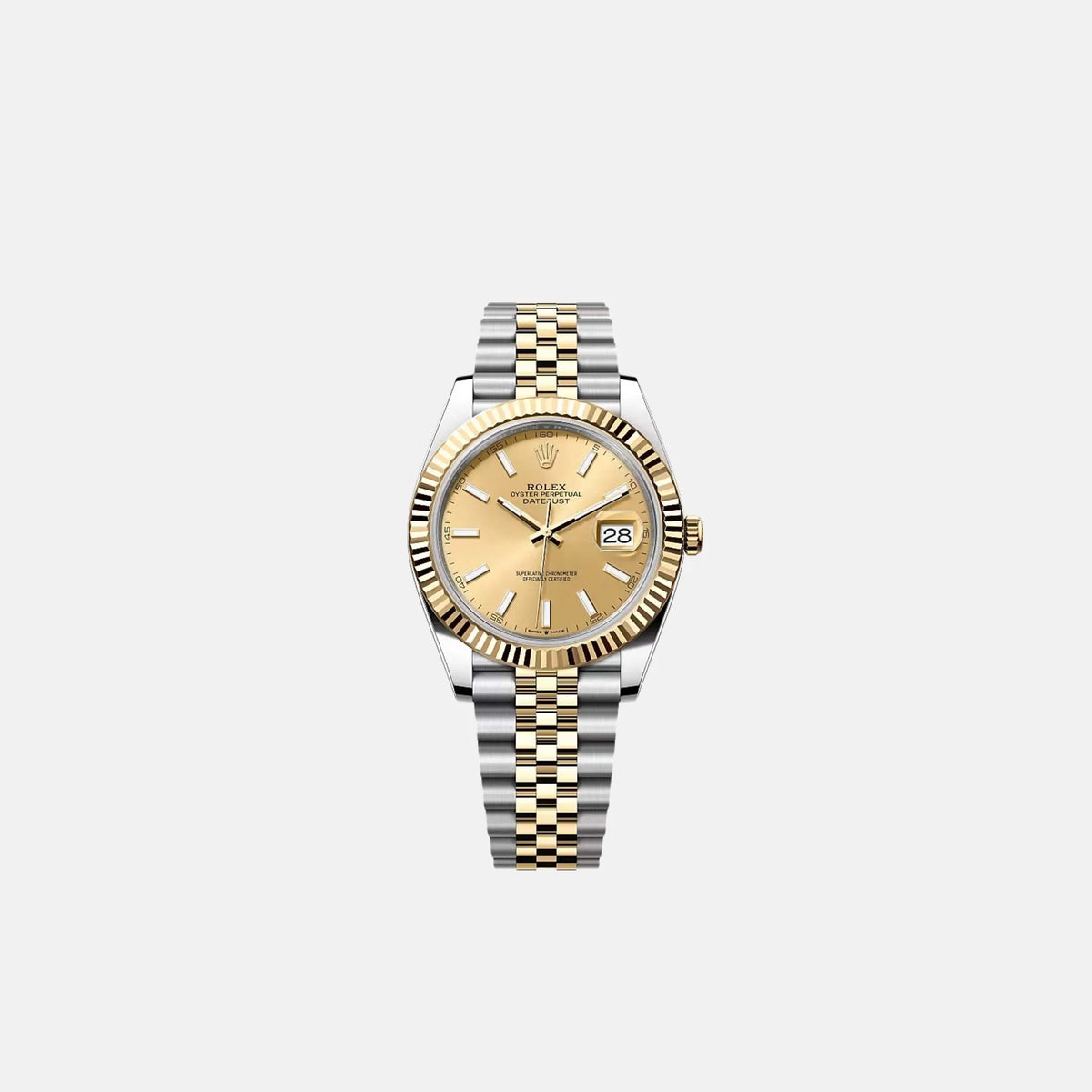 ساعة Datejust 41 126333-0010 بقرص أبيض من فولاذ وأصفر ذهب