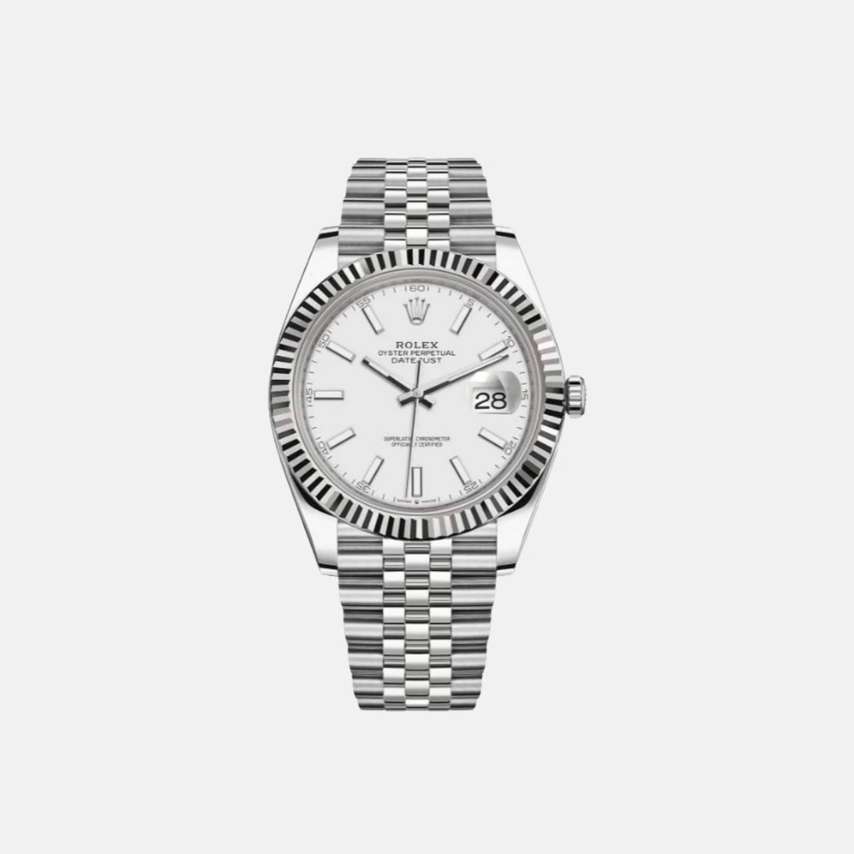 ساعة Datejust 41 126334-0010 بقرص أبيض Index مع سوار Oyster