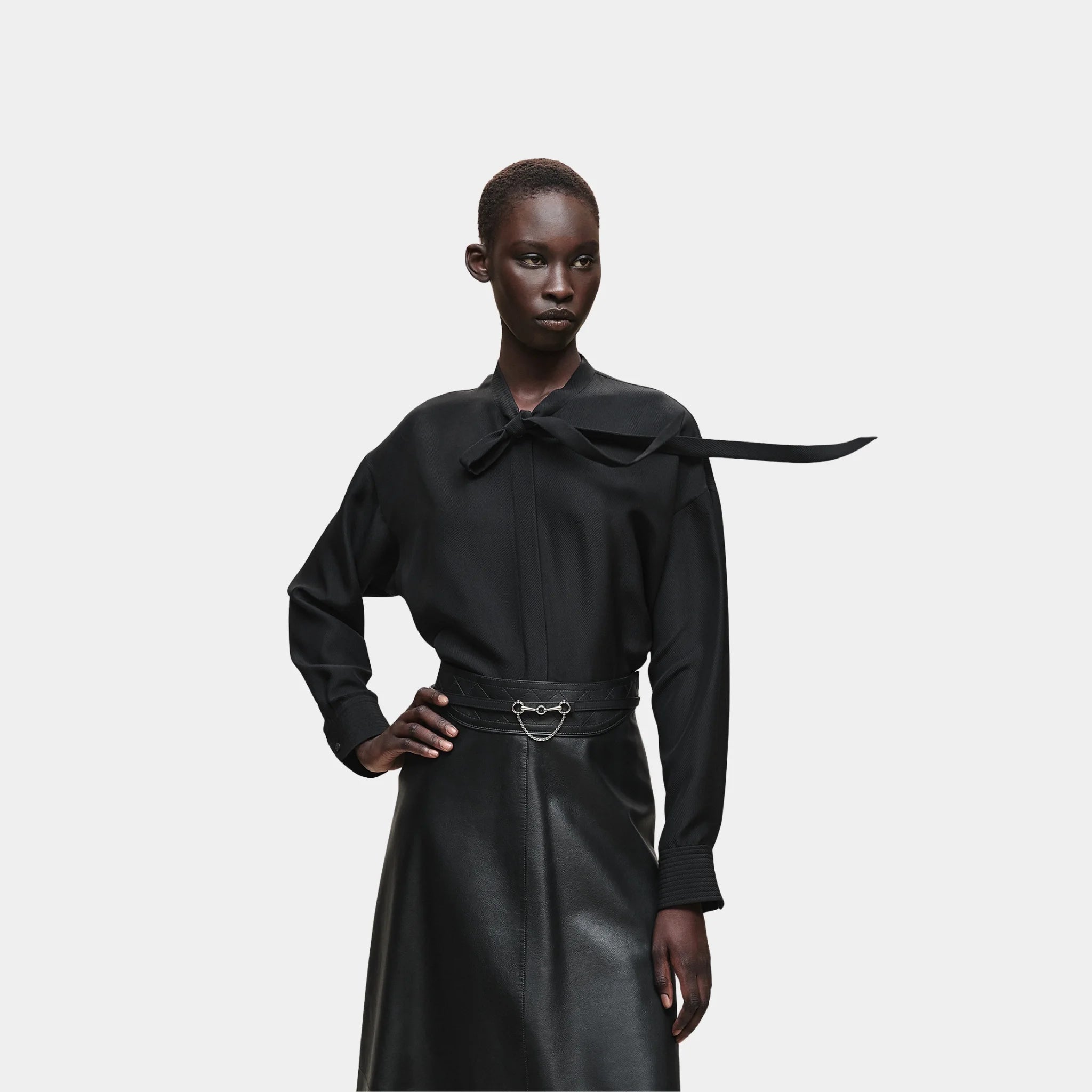 Shirt in Crepe Silk Cavalry