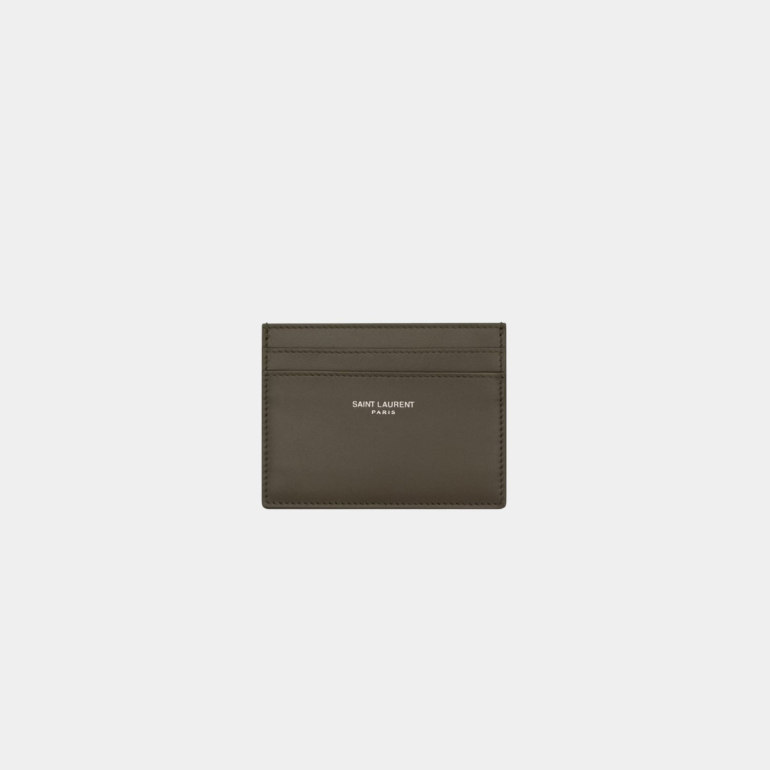 Saint Laurent Paris Card Case Smooth Light Musk Leather, Front