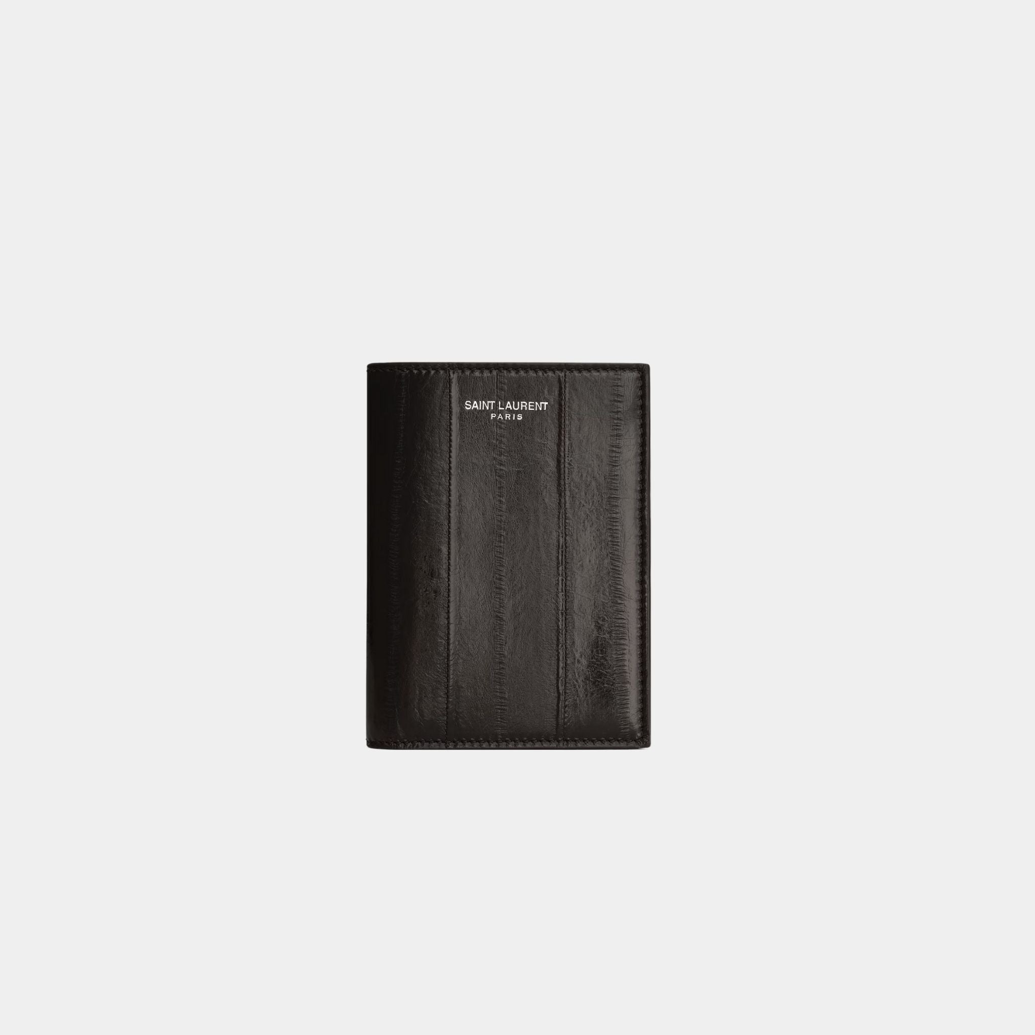 Saint Laurent Paris Credit Card Wallet Burnt Brown Eel, Front