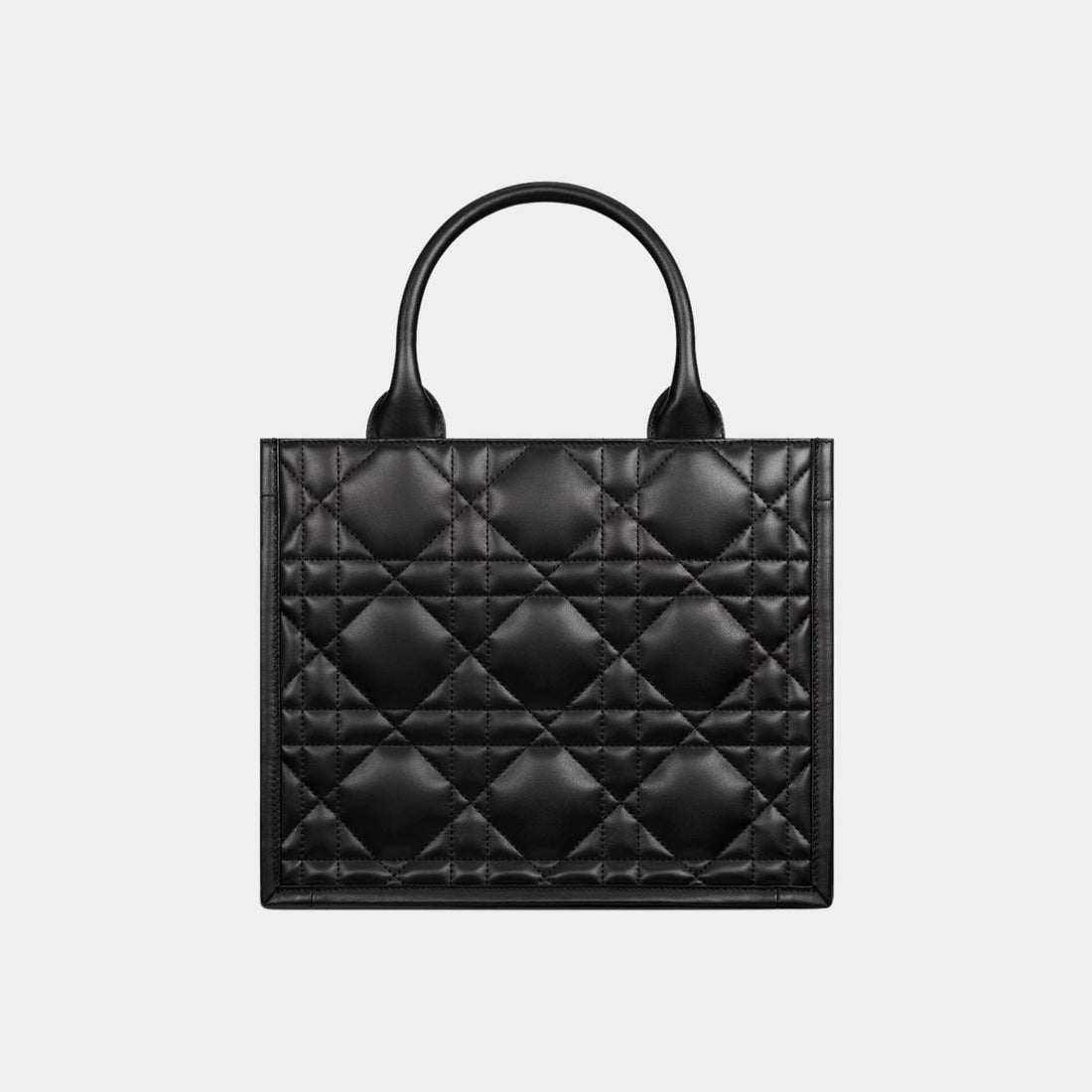 حقيبة Dior Book Tote صغيرة من جلد العجل بنقشة ماكروكاناج، سوداء، من الخلف