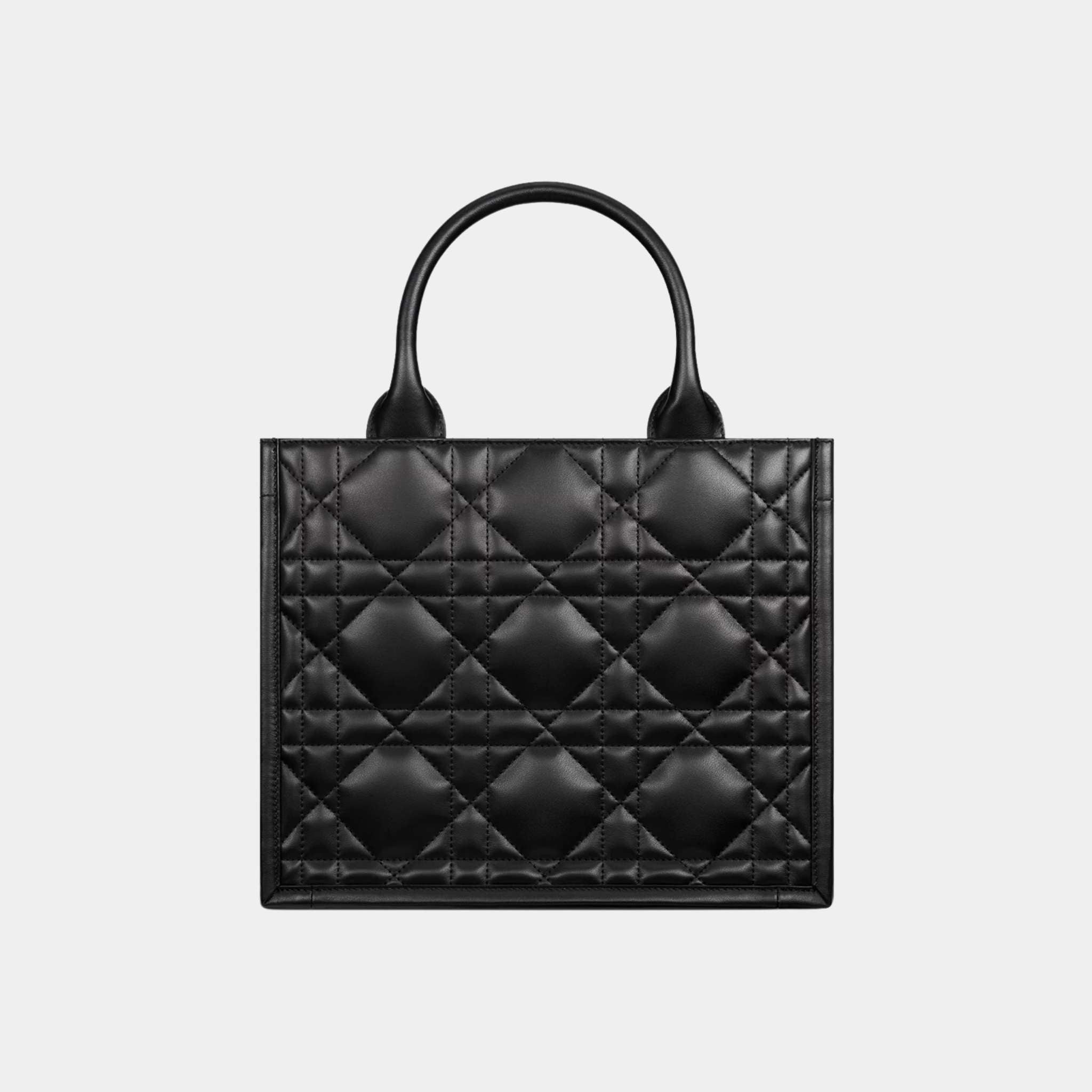 Small Dior Book Tote Macrocannage Calfskin, Black, Back