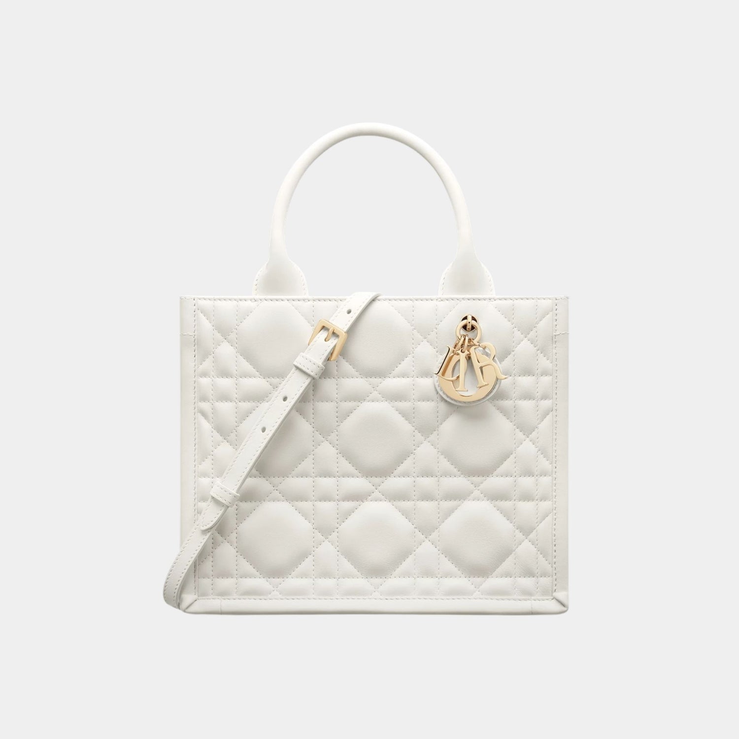 Small Dior Book Tote Macrocannage Calfskin, Latte, Front