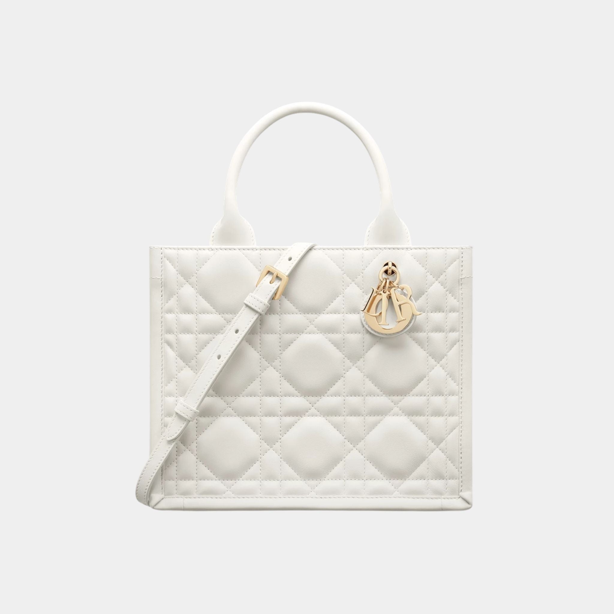 Small Dior Book Tote Macrocannage Calfskin, Latte, Front