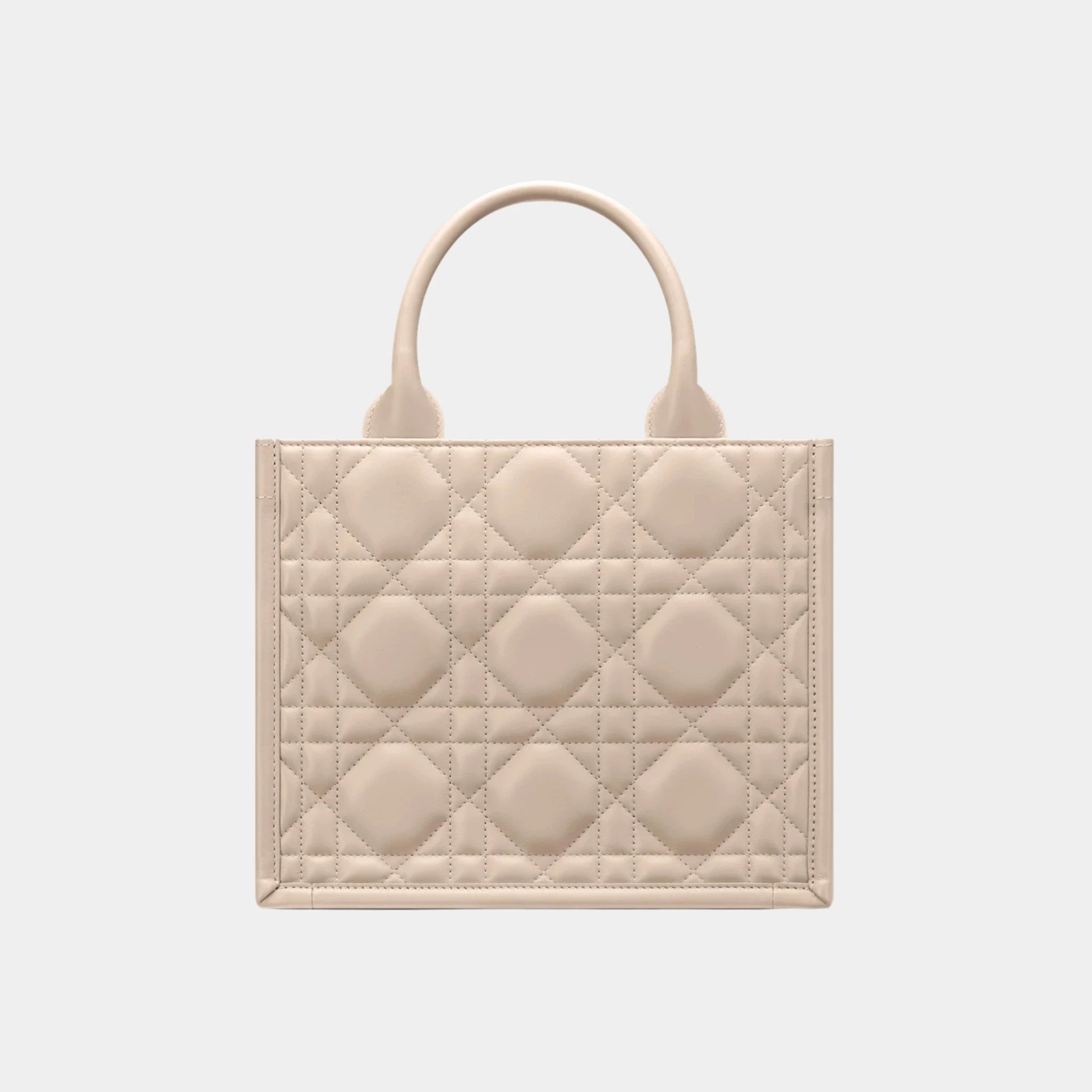 Small Dior Book Tote Macrocannage Calfskin, Powder Beige, Back