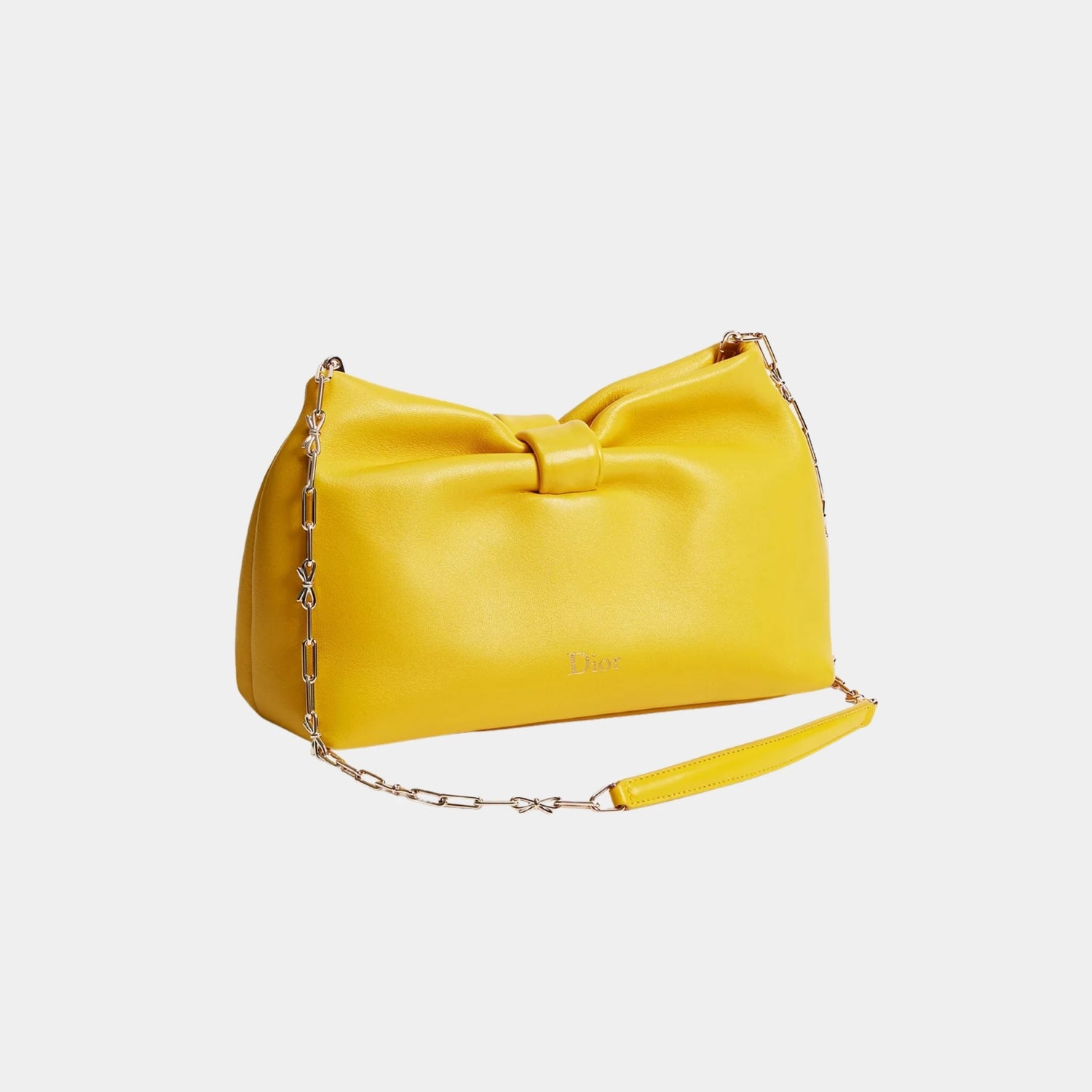 Small Dior Bow Bag in Lambskin, Buttercup, Side