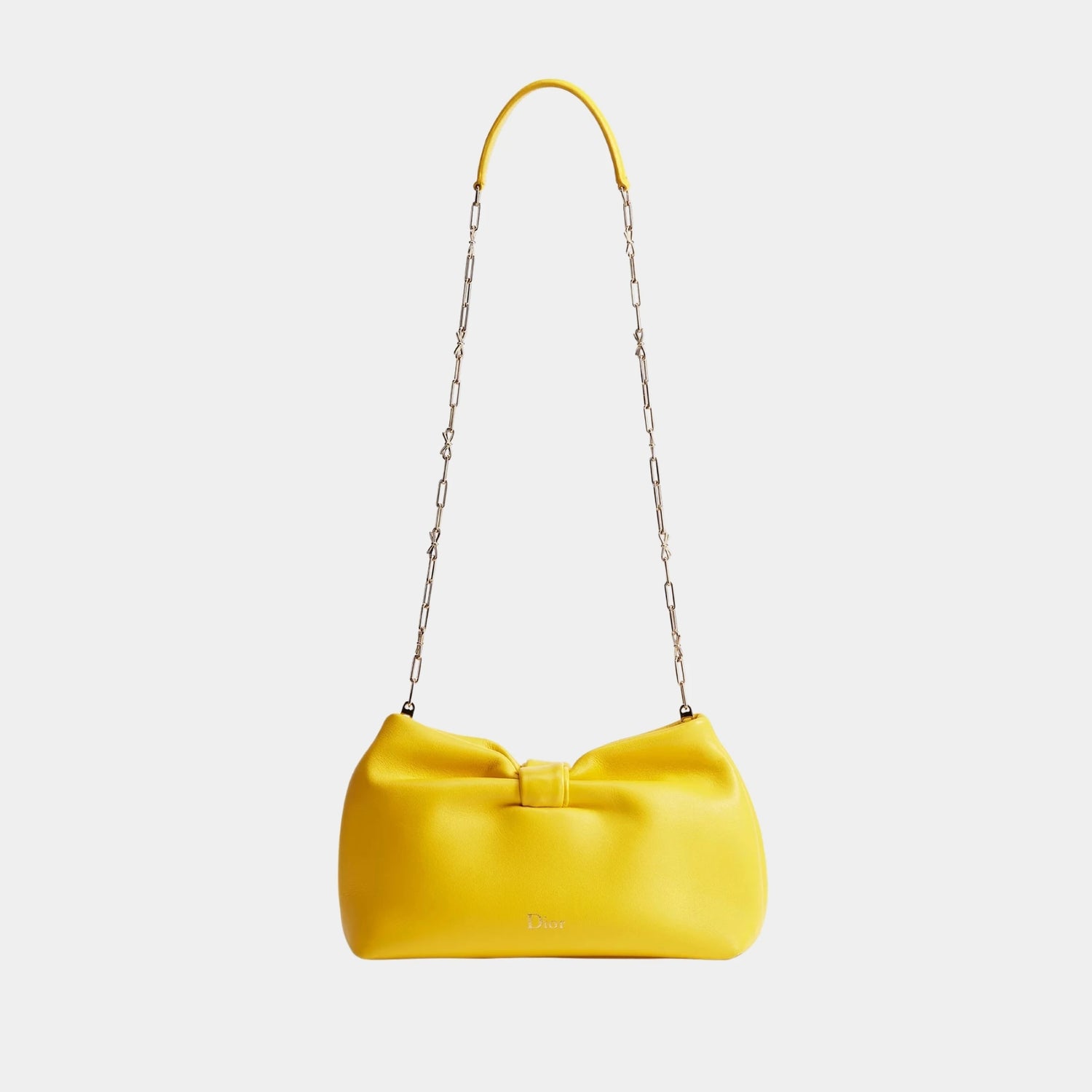 Small Dior Bow Bag in Lambskin, Buttercup