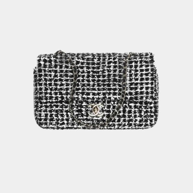 Small Flap Bag Cruise 2024/25, Black, White and Silver, Front View