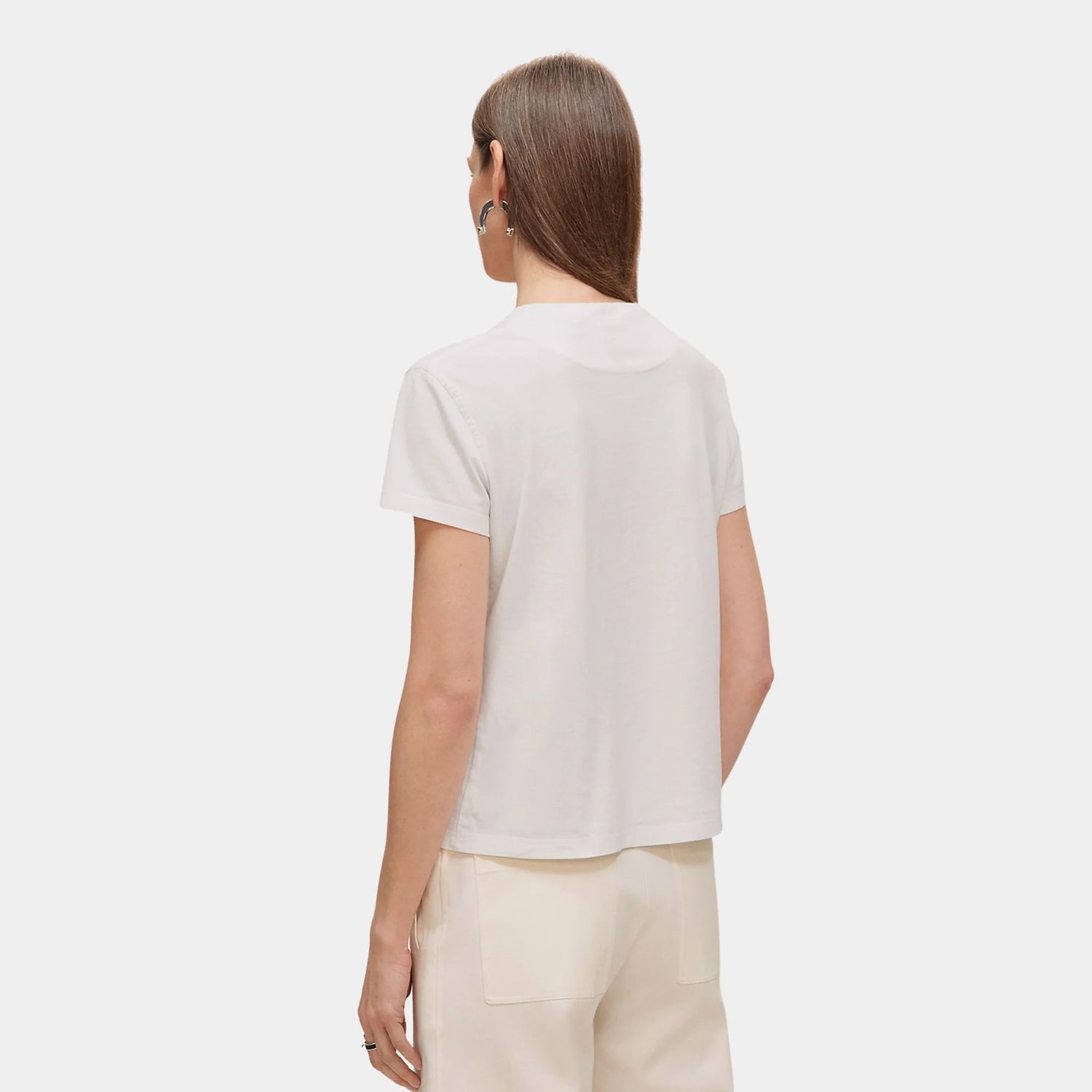 Hermes Straight T-shirt with Embroidered Pocket, Blanc, Back